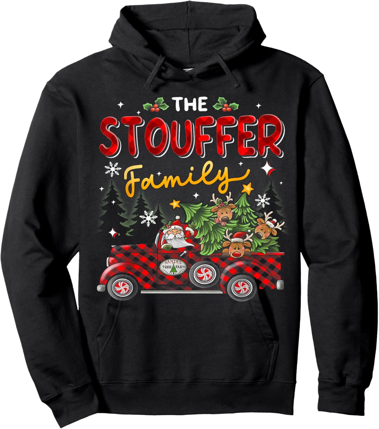 The Stouffer Family Christmas Matching Pajamas Group Gift Hoodie - Hoodie | Black