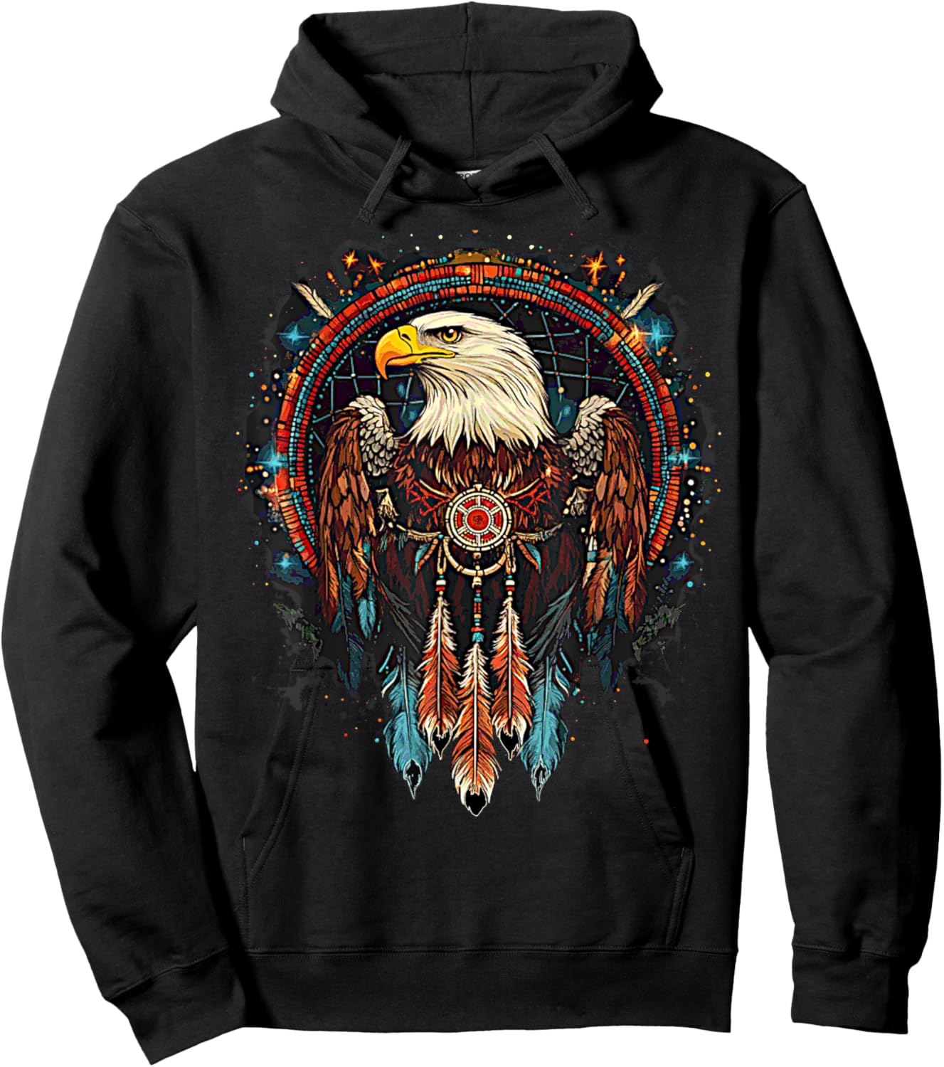 Native American Style Eagle Dream Catcher Indigenous Indian Hoodie - Hoodie | Black