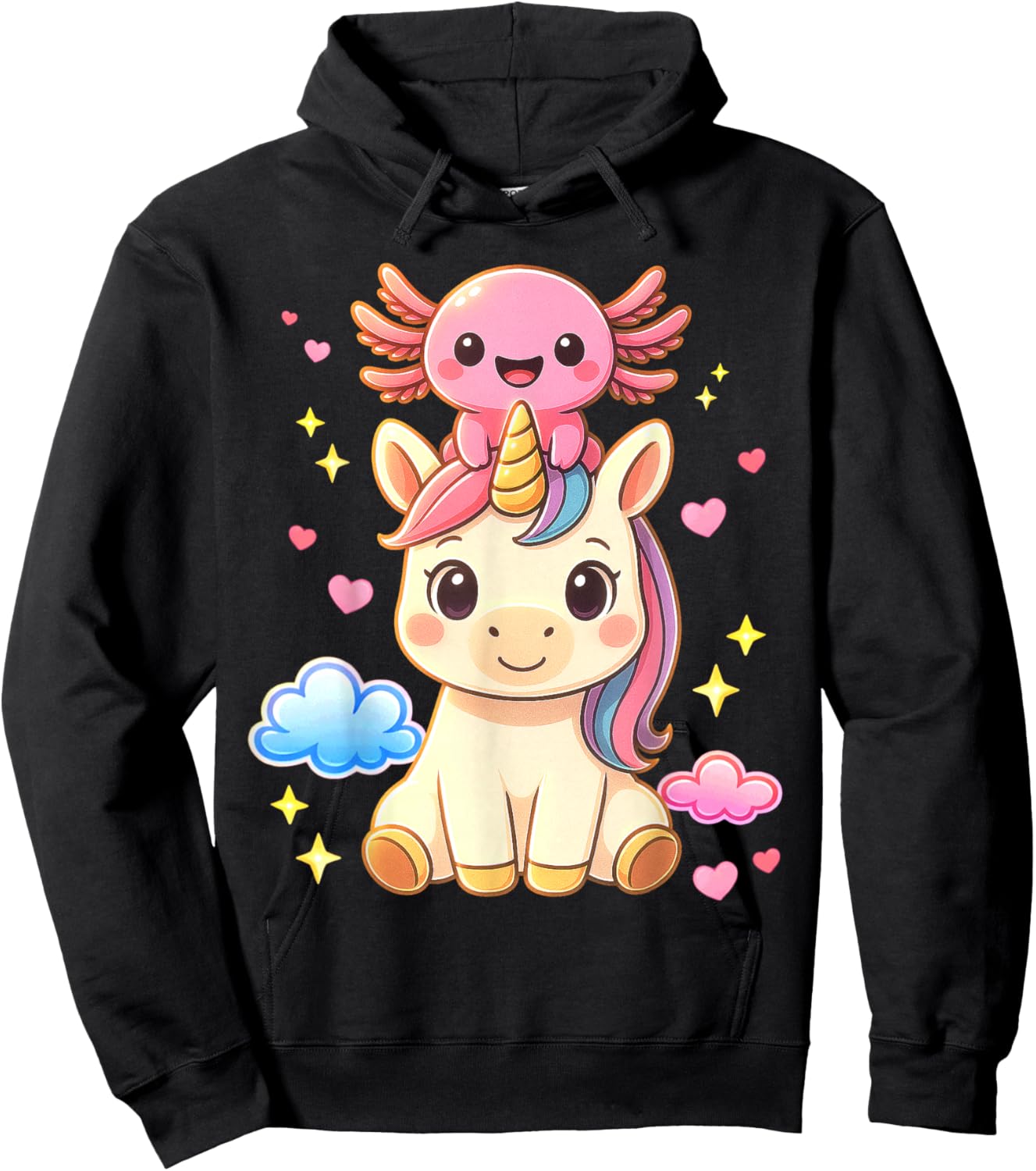 Funny Magical Unicorn Axolotl Boys Girls Teens Kids Hoodie - Hoodie | Black