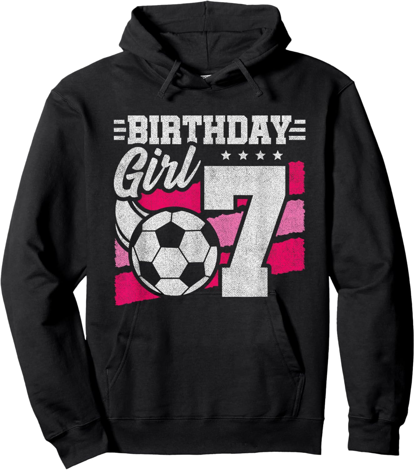 7 Year Old Soccer Birthday - Girls 7th Birthday Soccer Hoodie - Hoodie | Black