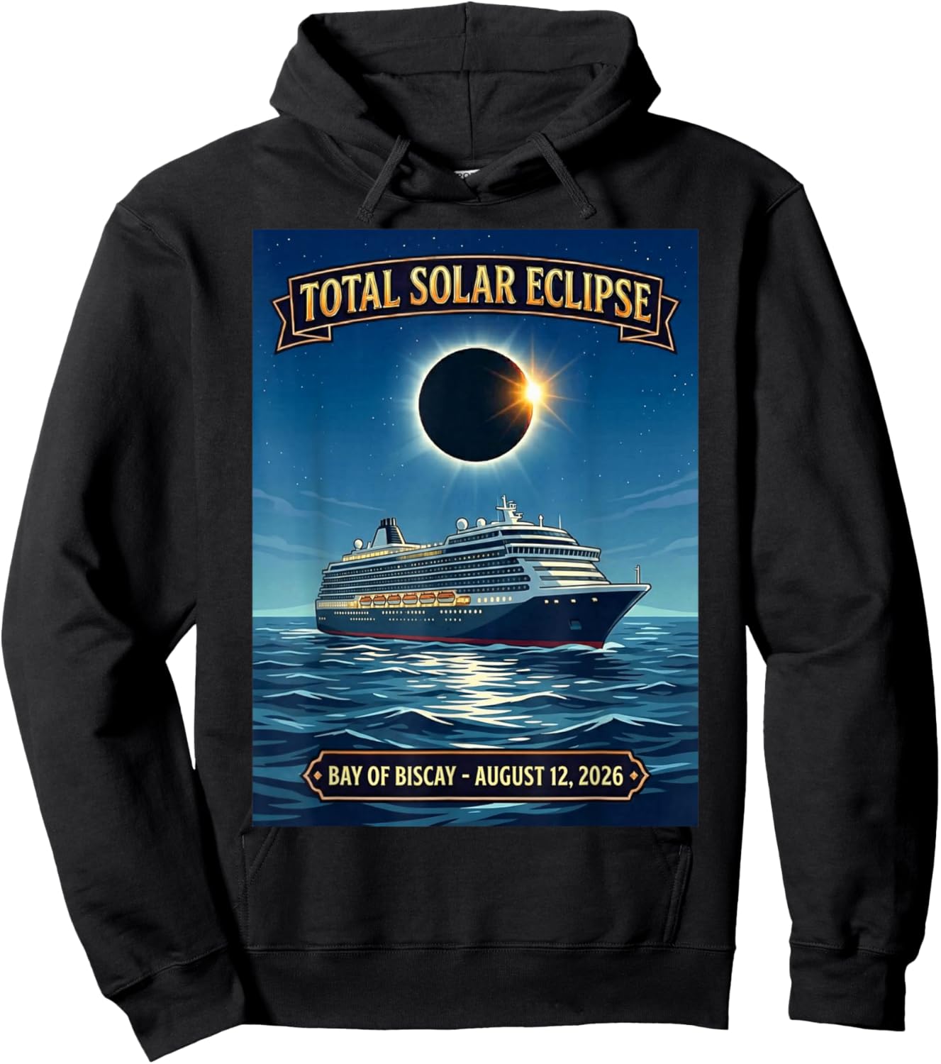 Total Solar Eclipse Cruise 2026 Bay of Biscay Hoodie - Hoodie | Black