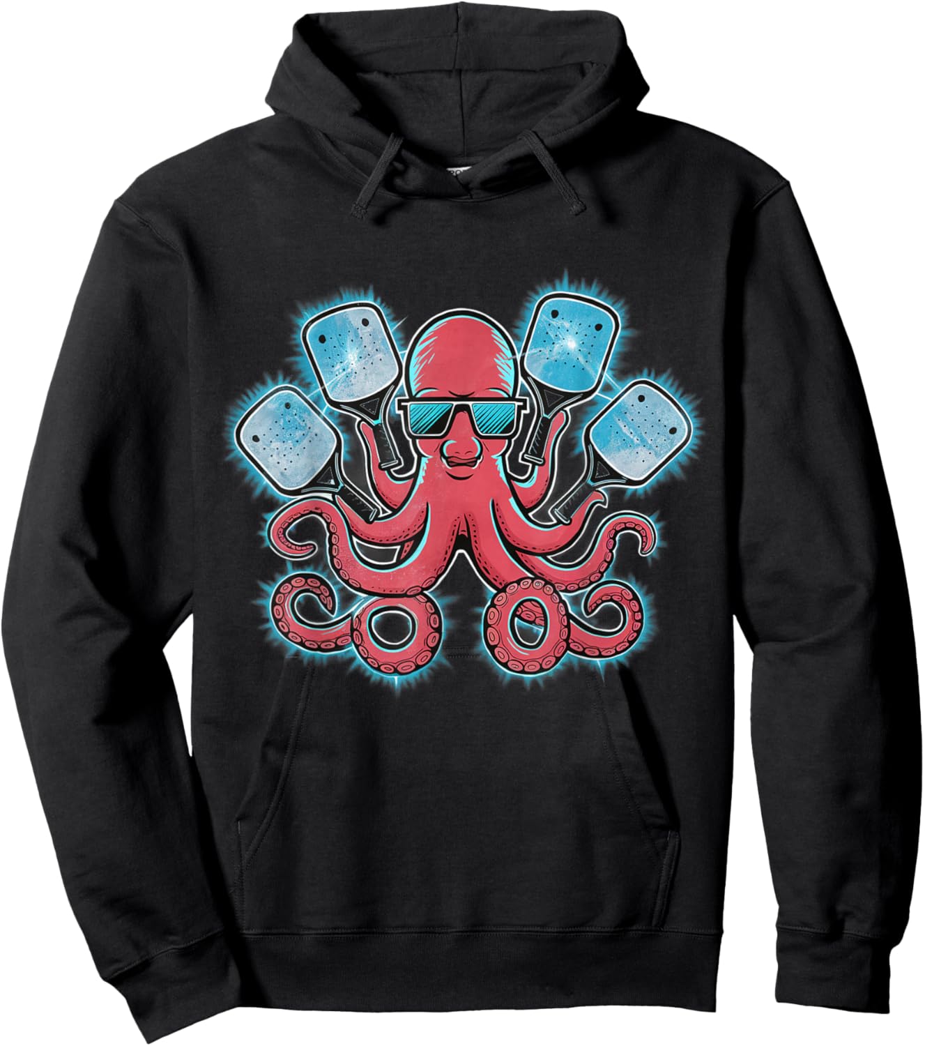 Octopus Holding a Pickleball Paddle Hoodie - Hoodie | Black