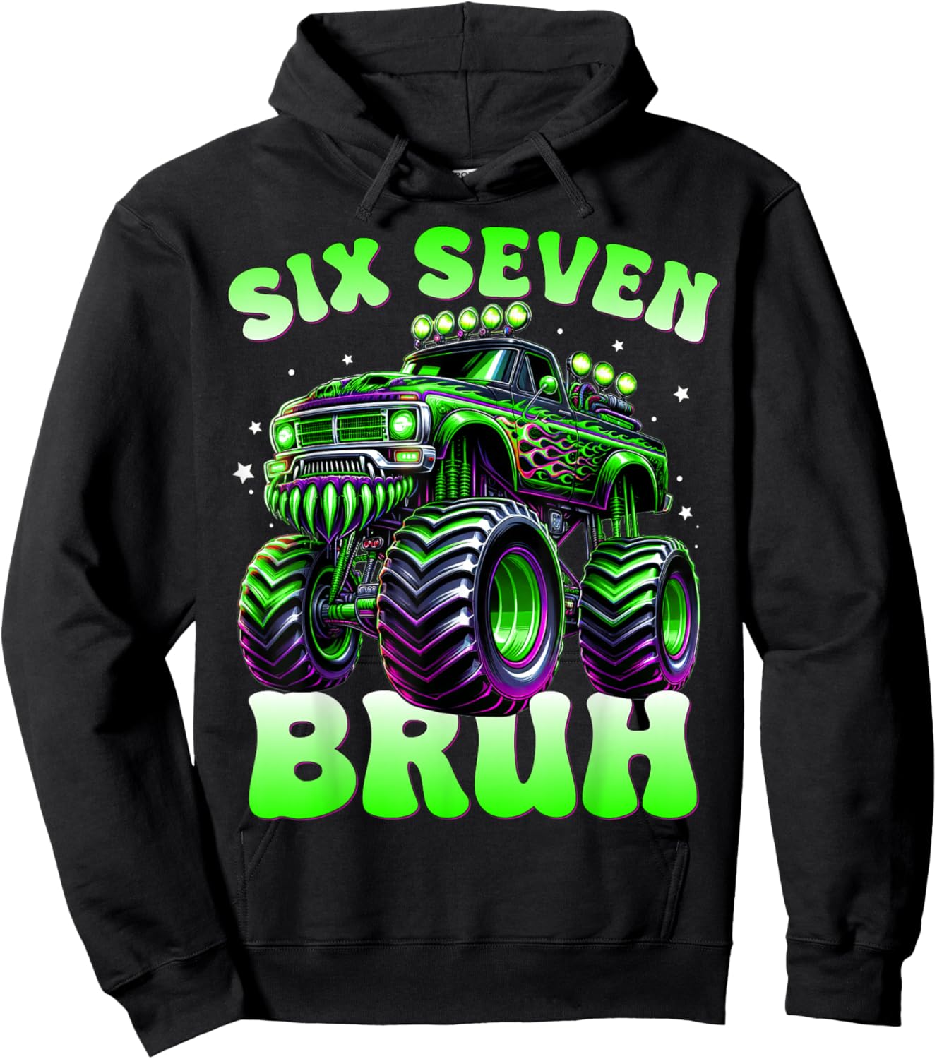 67 Meme 6 7 Bruh Truck Six Seven Bruh Funny Boys Hoodie - Hoodie | Black