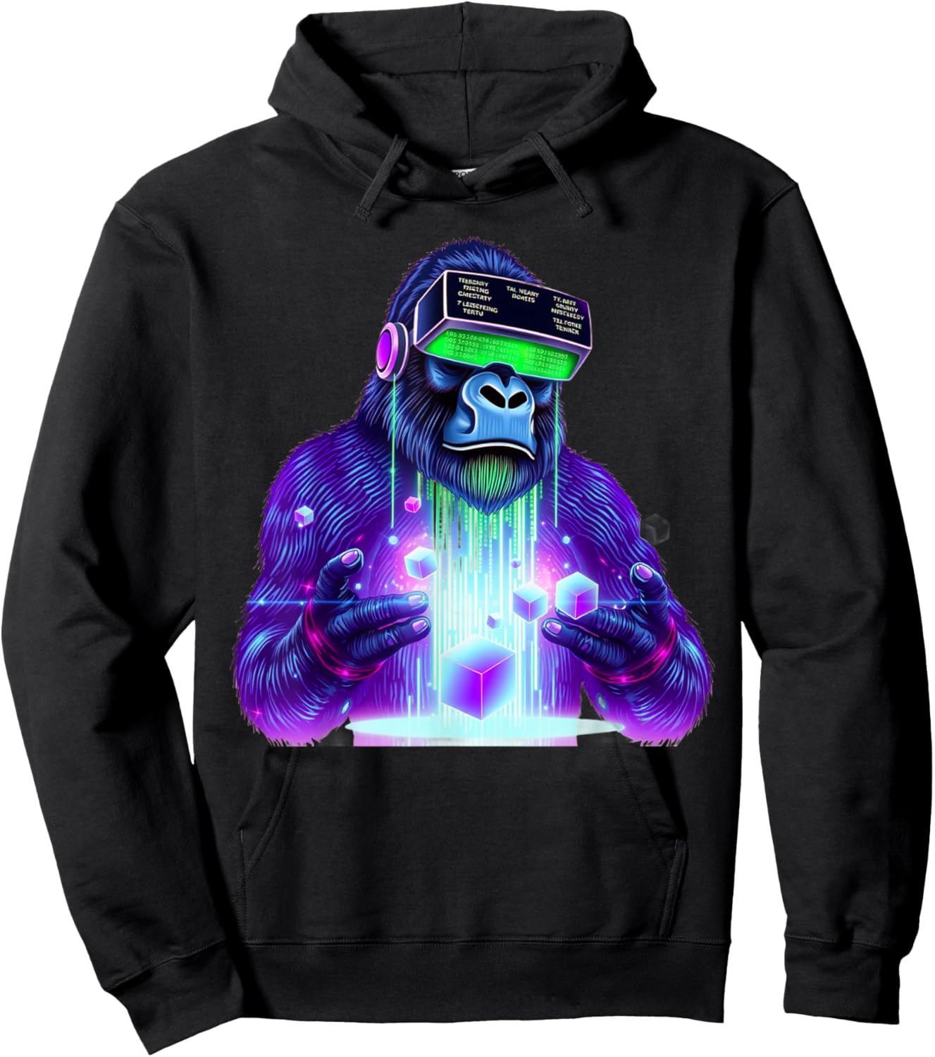 Gorilla VR Gamer Playing Tag Boys Funny Adult Gorilla VR Hoodie - Hoodie | Black