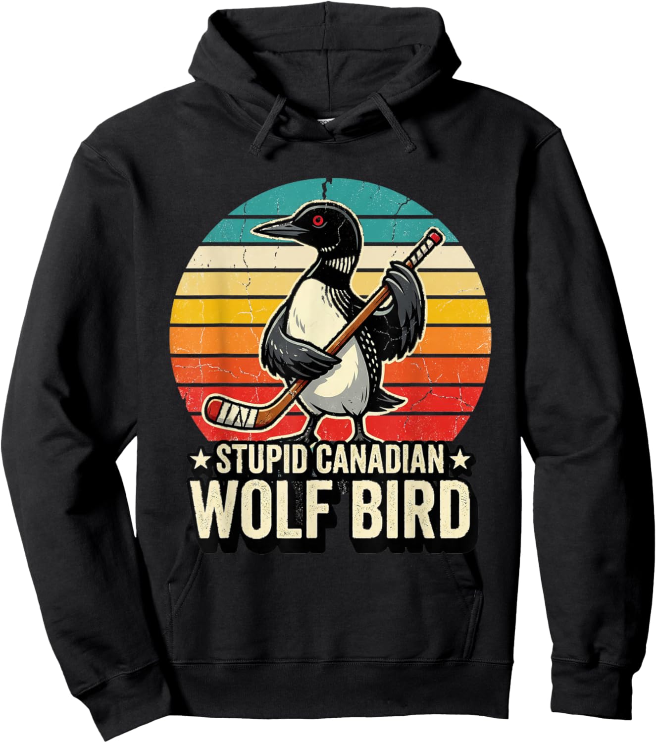 Hockey Meme "Stupid Canadian Wolfbird" with Heated Lo Hoodie - Hoodie | Black
