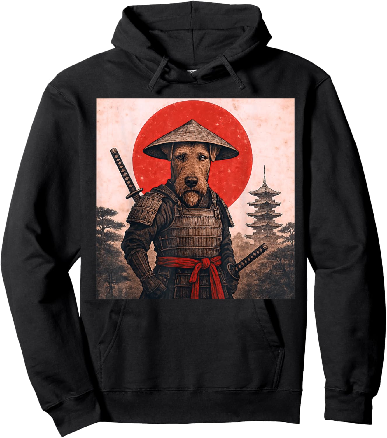 Airedale Terrier Samurai Krieger Vintage Japanisch Ukiyo-e Hoodie - Hoodie | Black