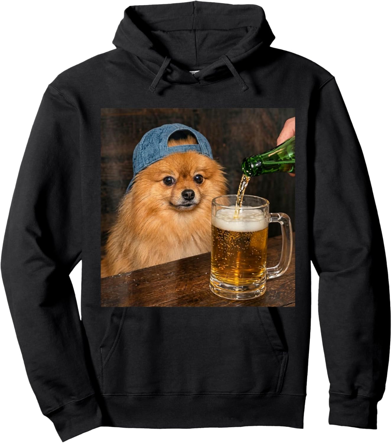 Poméranian Boire de la bière Drôle Chien de Poméranie Meme Hoodie - Hoodie | Black