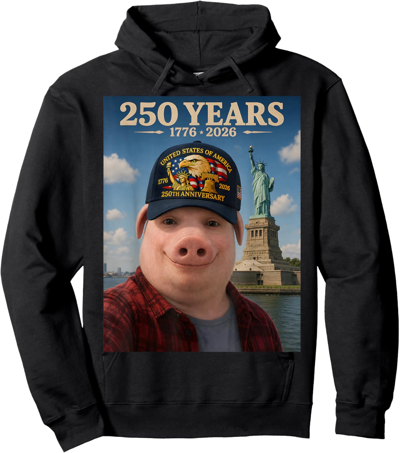 John Pork Brainrot 250 Years American 250th Anniversary USA Hoodie - Hoodie | Black