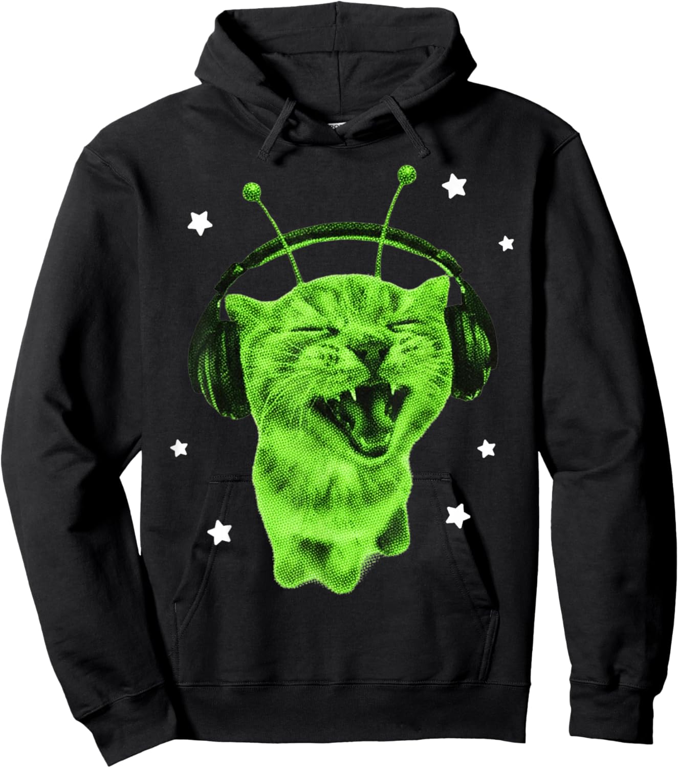 Funny Y2K Alien Cat Meme Retro Silly Cat Vintage Space Kitty Hoodie - Hoodie | Black