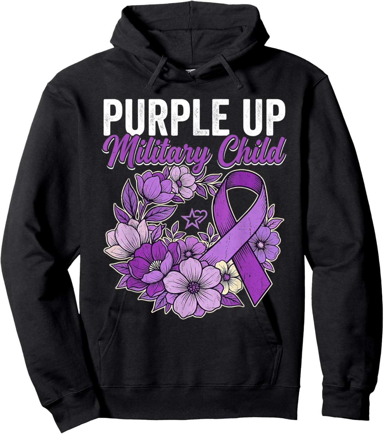 Month of The Military Child Purple up for Military Hoodie - Hoodie | Black