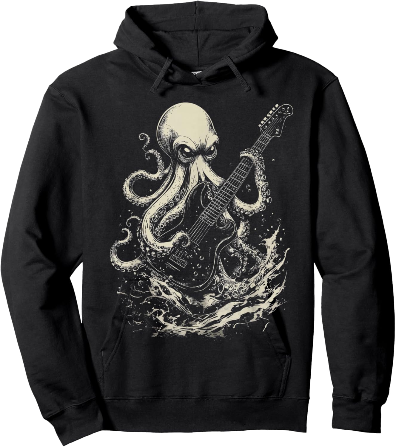 Guitar Player Octopus Heavy Metal Head Funny Guitarist Hoodie - Hoodie | Black