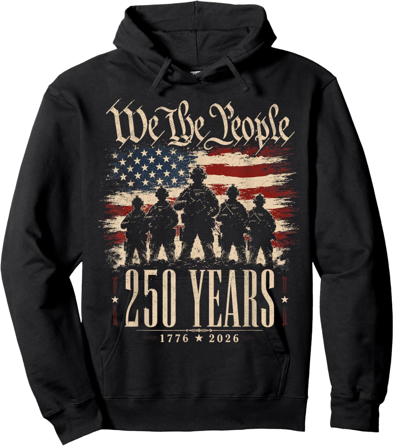 America 250th Anniversary USA Patriotic 4th of July Men Hoodie - Hoodie | Black