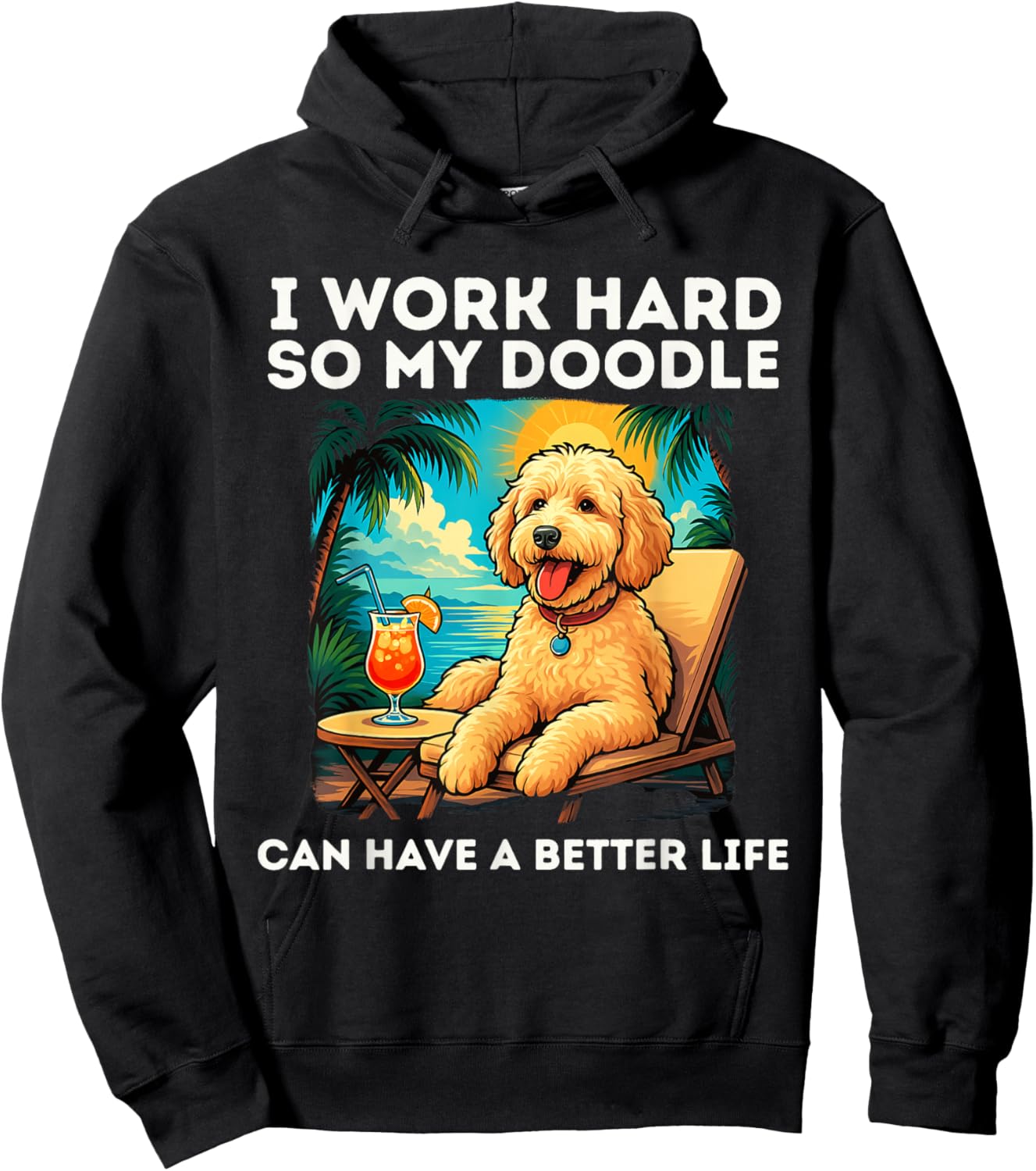 Funny Labradoodle Dog Design I Work Hard Labradoodle Lovers Hoodie - Hoodie | Black