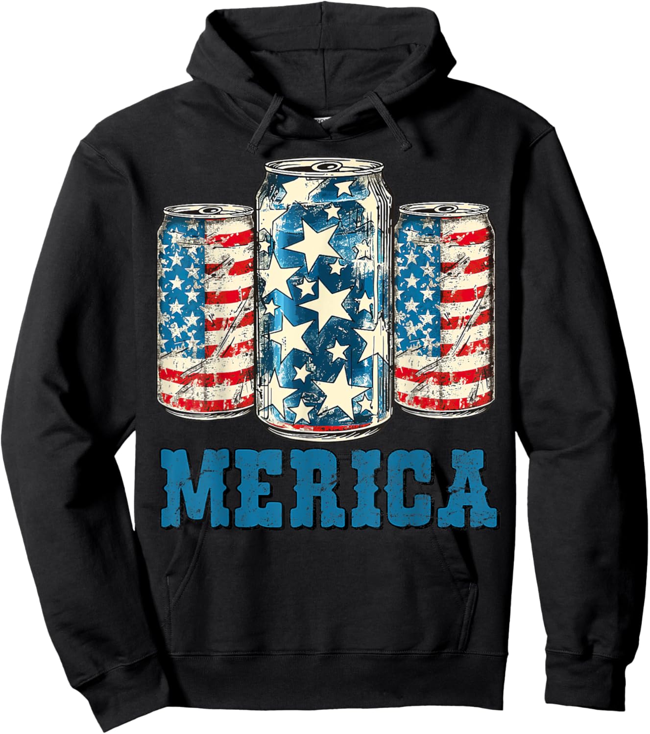 Beer American Flag Funny 4th Of July Merica USA Drinking Men Hoodie - Hoodie | Black