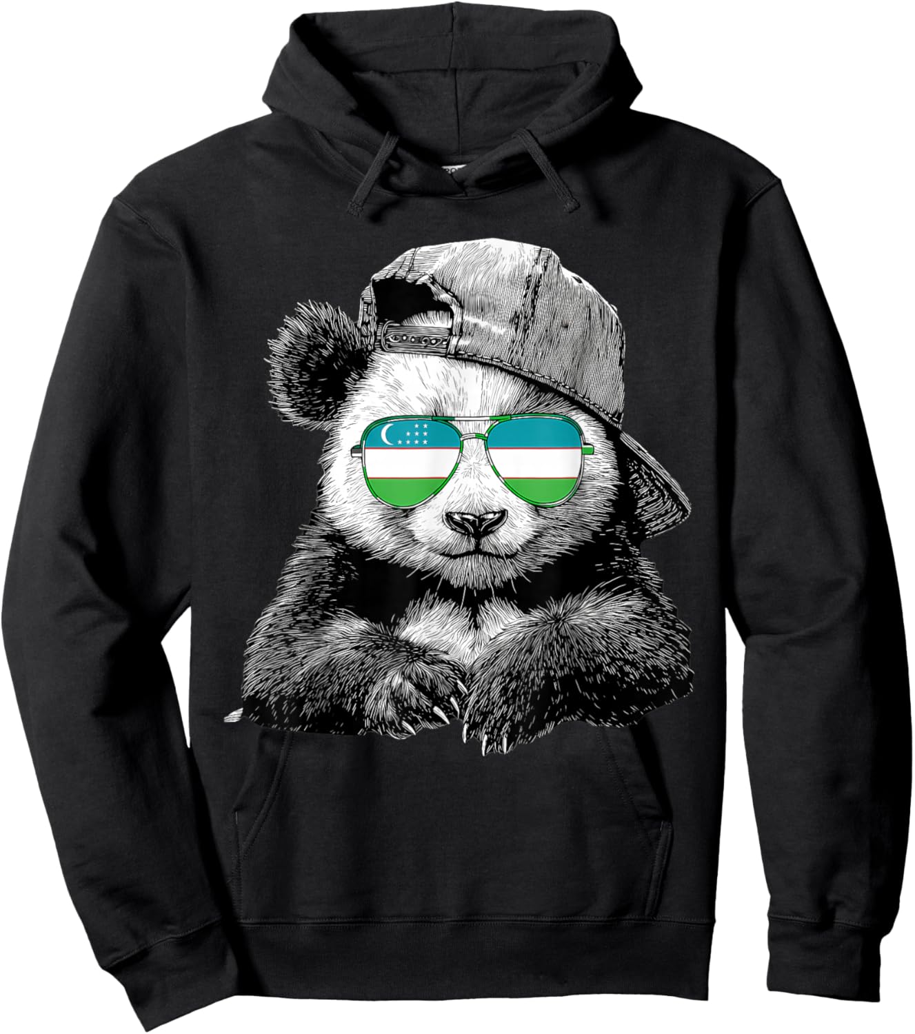 Uzbekistan Flag Panda Uzbek Roots Hoodie - Hoodie | Black