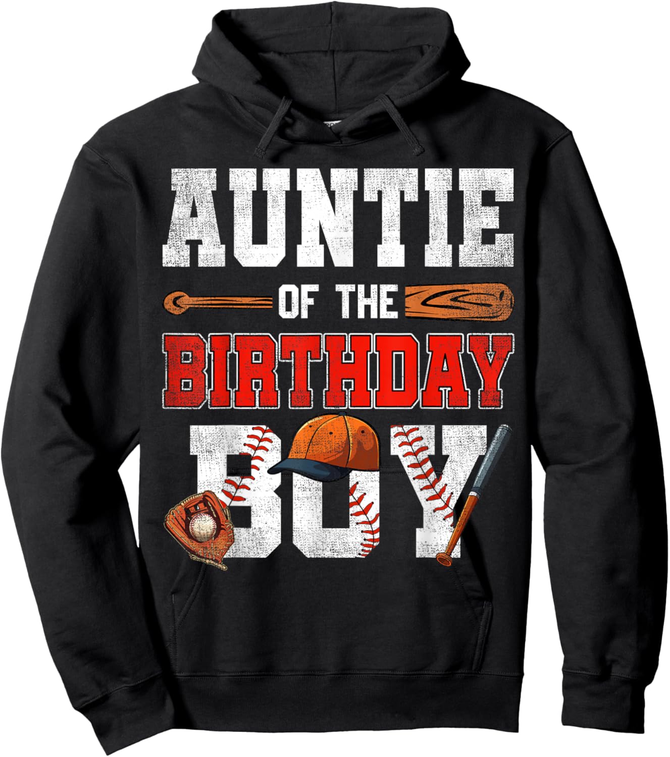 Auntie Of The Birthday Boy Baseball Bday Family Hoodie - Hoodie | Black