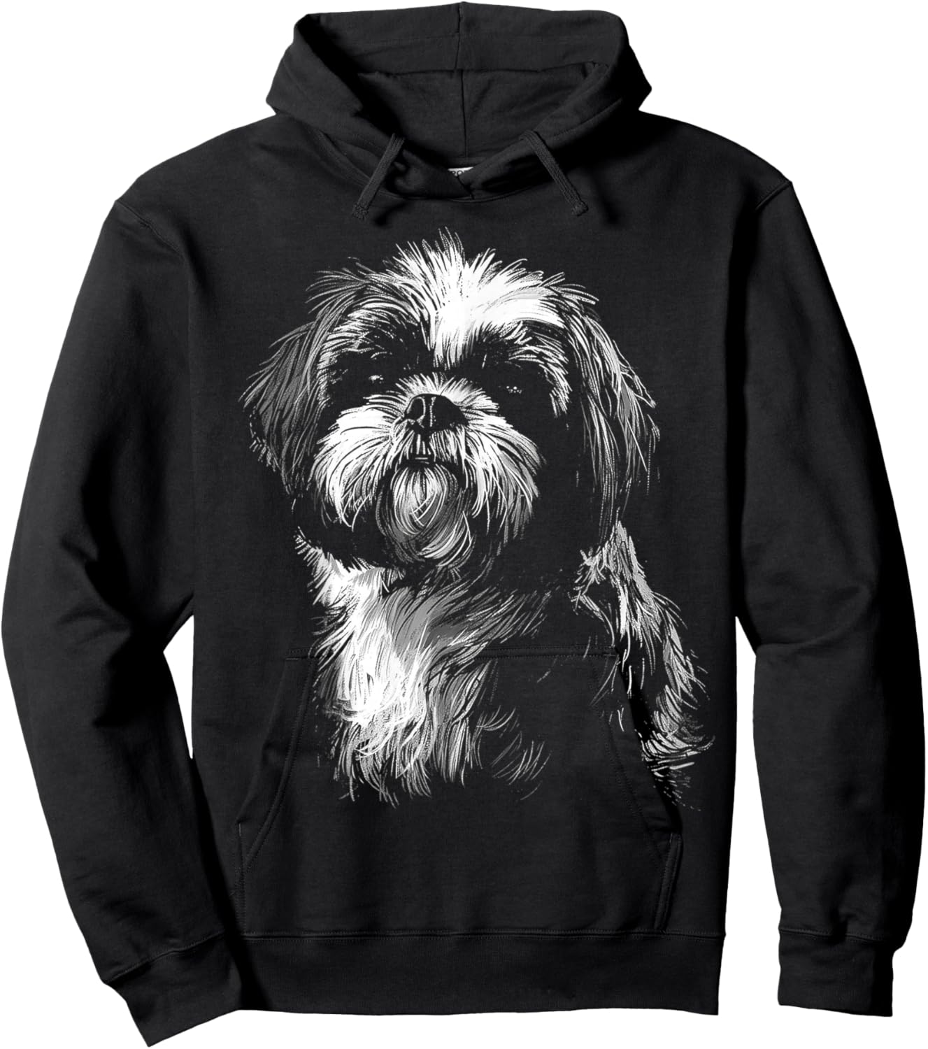 Shih Tzu Graphic Pet Illustration Dog Shih Tzu Hoodie - Hoodie | Black