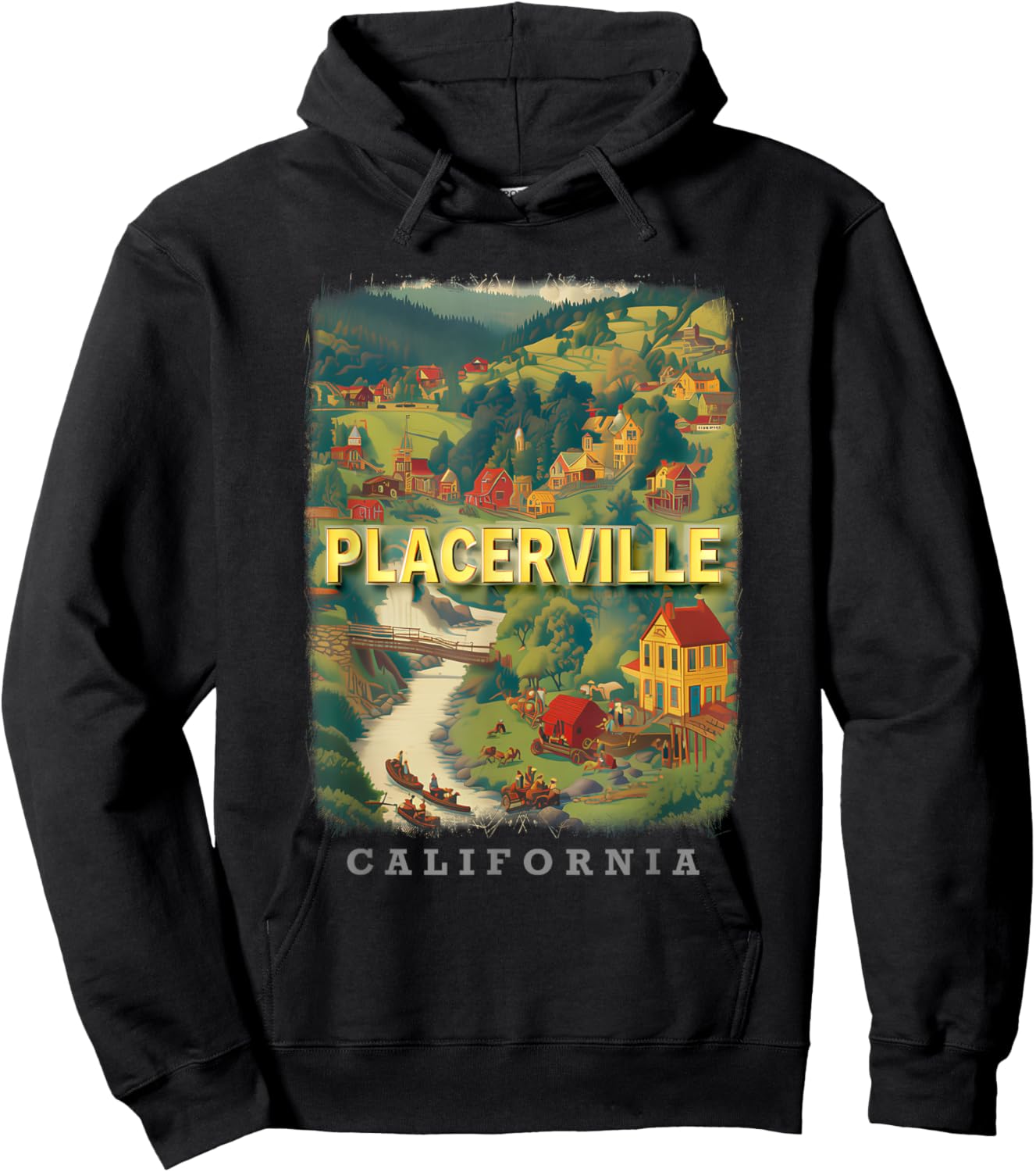 Placerville California CA Gold Rush Glory SD720 Hoodie - Hoodie | Black