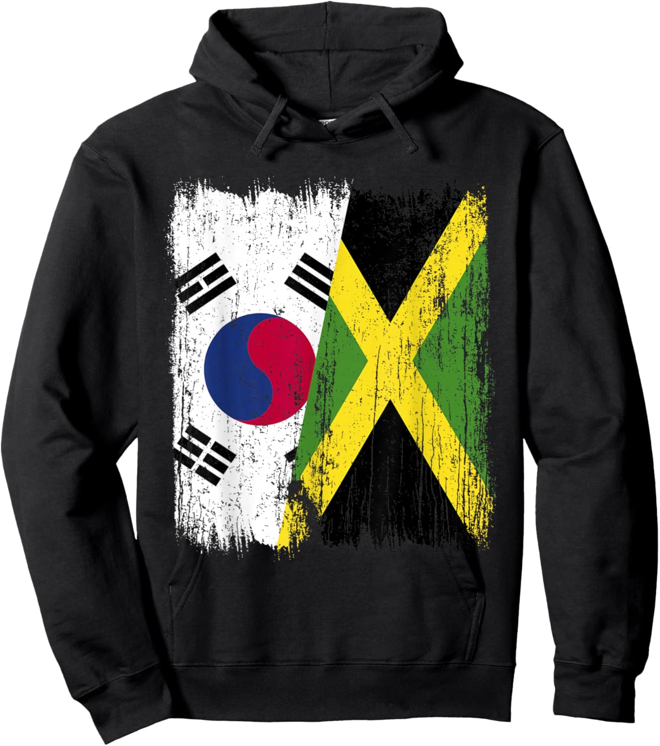 South Korea Jamaica Half Flag Korean Jamaican Heritage Hoodie - Hoodie | Black