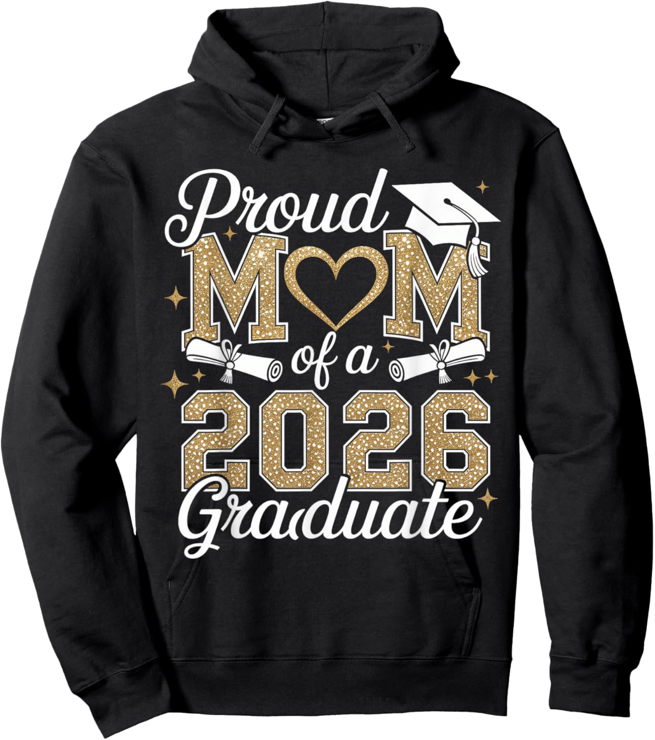Heart Proud Mom of A 2026 Graduate Senior Grad Family Hoodie - Hoodie | Black