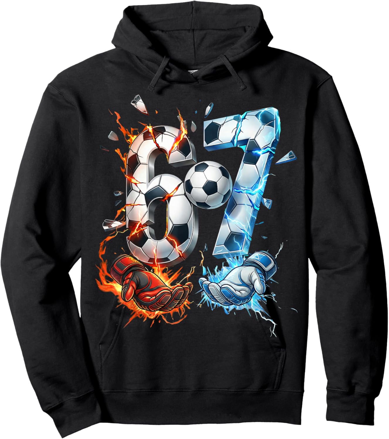 67 Fußball Sechs Sieben 6 7 Meme 67 Italian Brainrot Hoodie - Hoodie | Black