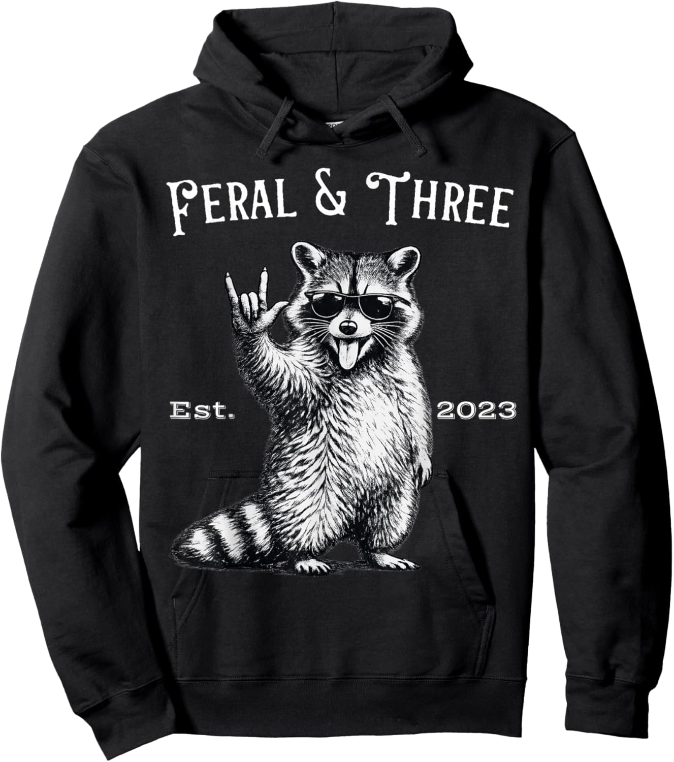 Feral and Three Funny Raccoon 3rd Birthday Hoodie - Hoodie | Black