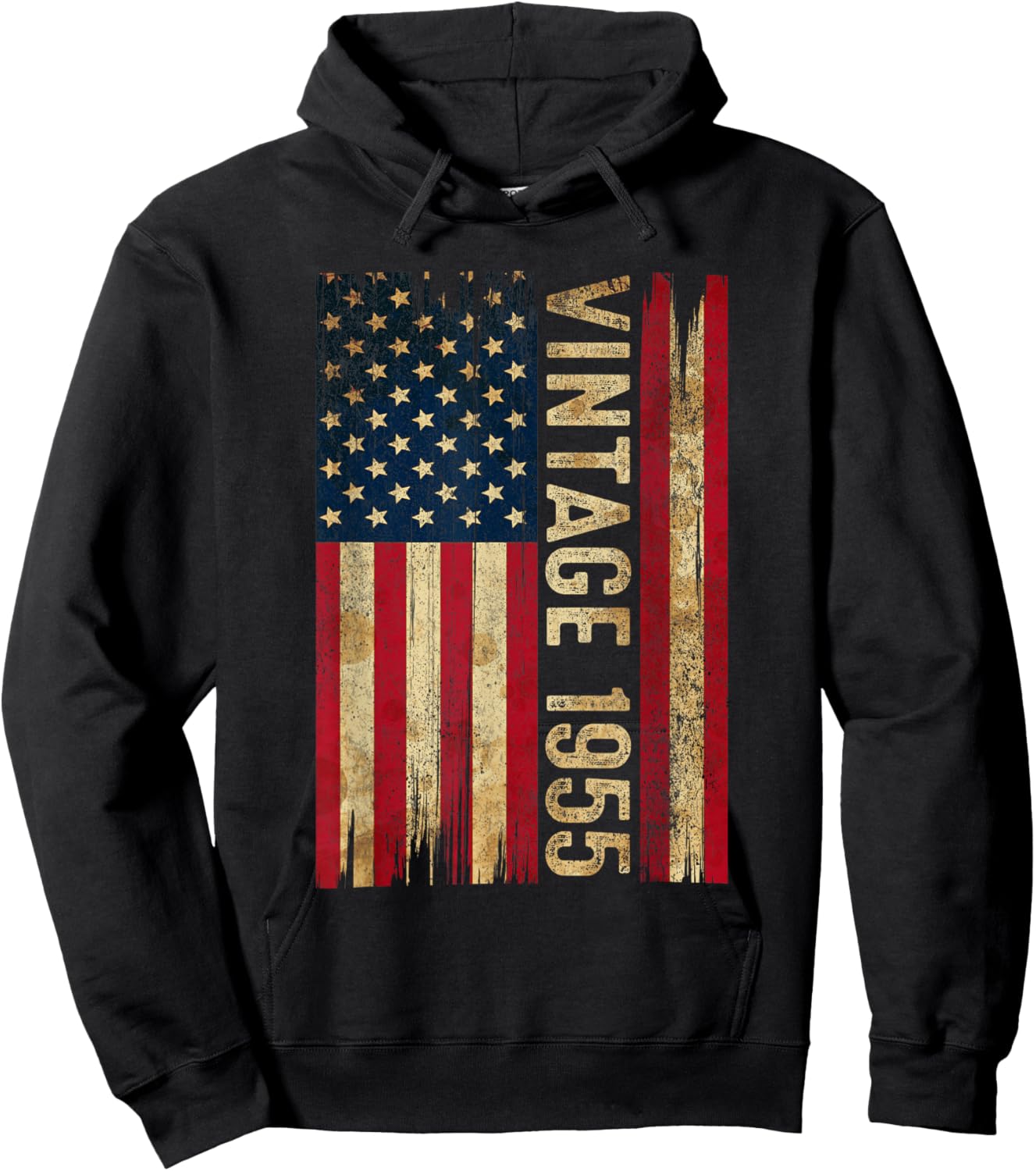 Vintage Made In 1955 American Flag 70th Birthday 70 Year Old Hoodie - Hoodie | Black