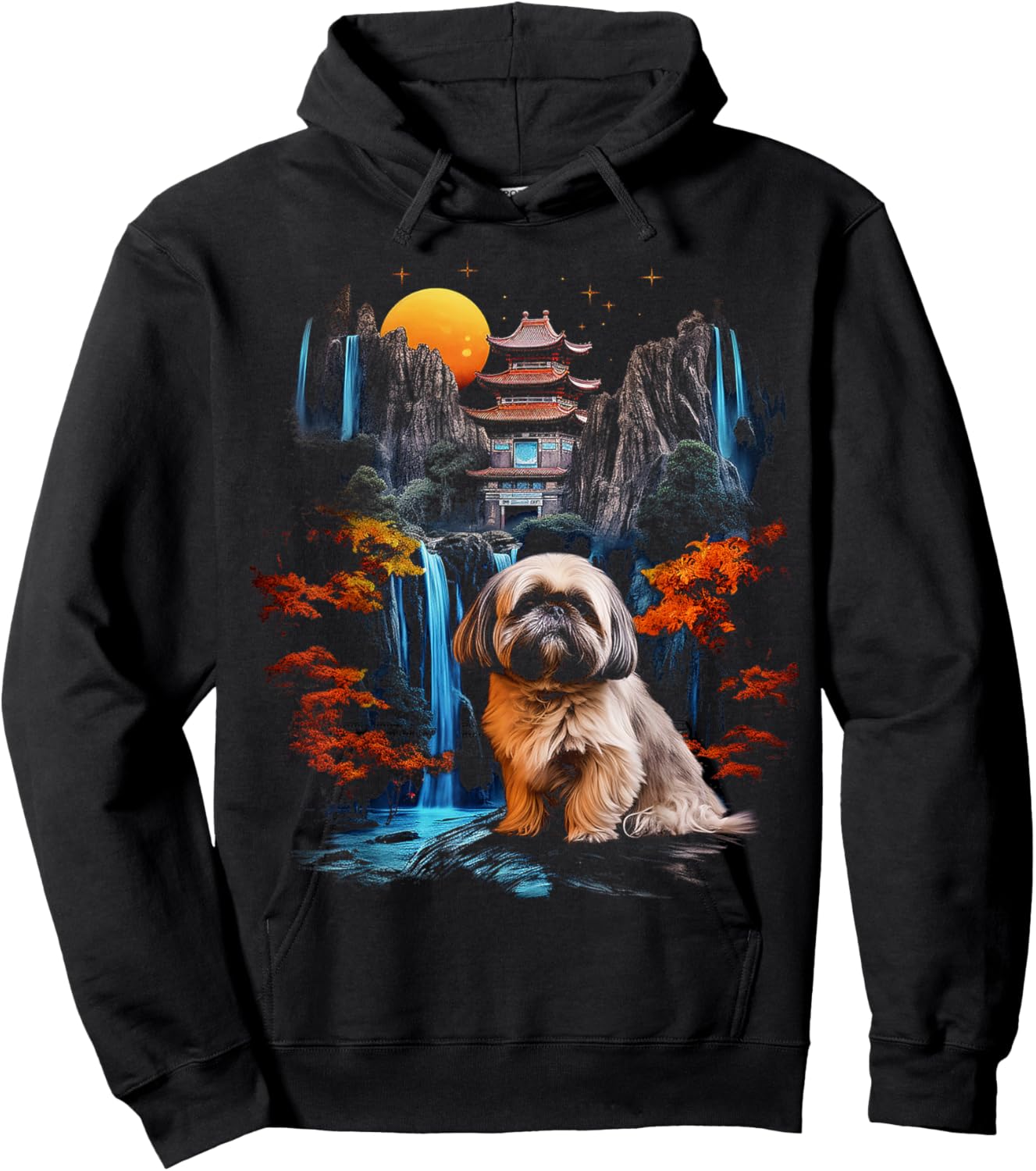 Shih Tzu Motif Pet Art Dog Shih Tzu Men Women Kids Hoodie - Hoodie | Black