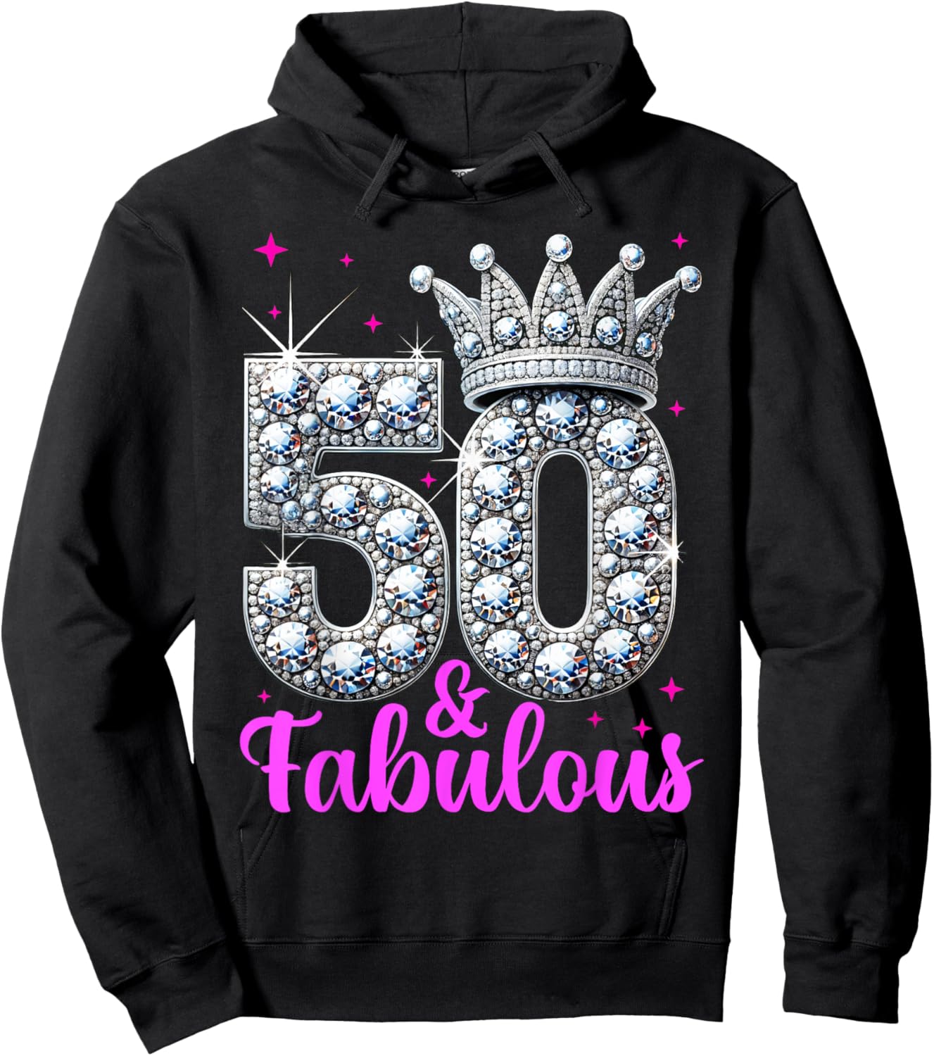 50th Birthday. 50 and Fabulous Women's, Ladies Hoodie - Hoodie | Black
