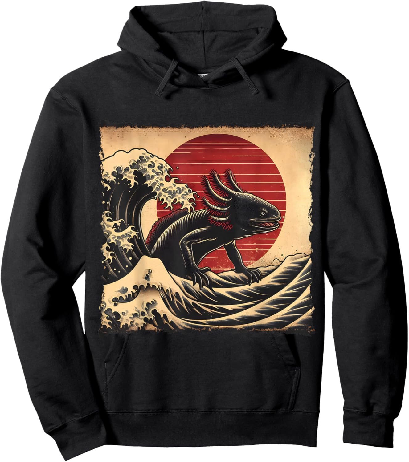 Retro Vintage Axolotl Kaiju Monster Japan Art Anime Lover Hoodie - Hoodie | Black