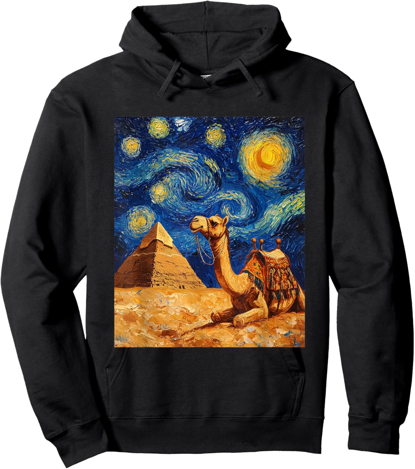 Camel Pyramid Egyptian Egypt - Van Gogh Style - Starry Night Hoodie - Hoodie | Black
