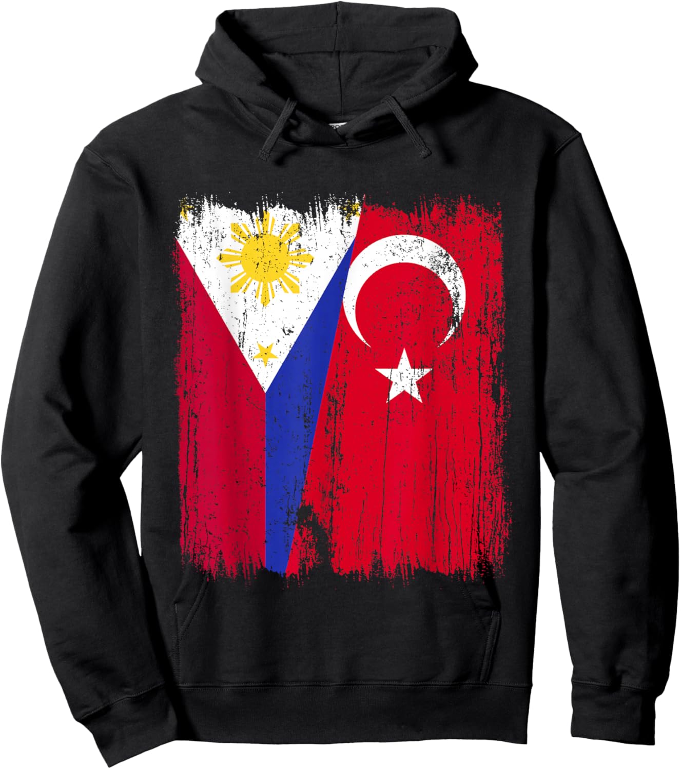 Philippines Turkey Half Flag Turkiye Filipino Turkish Jersey Hoodie - Hoodie | Black