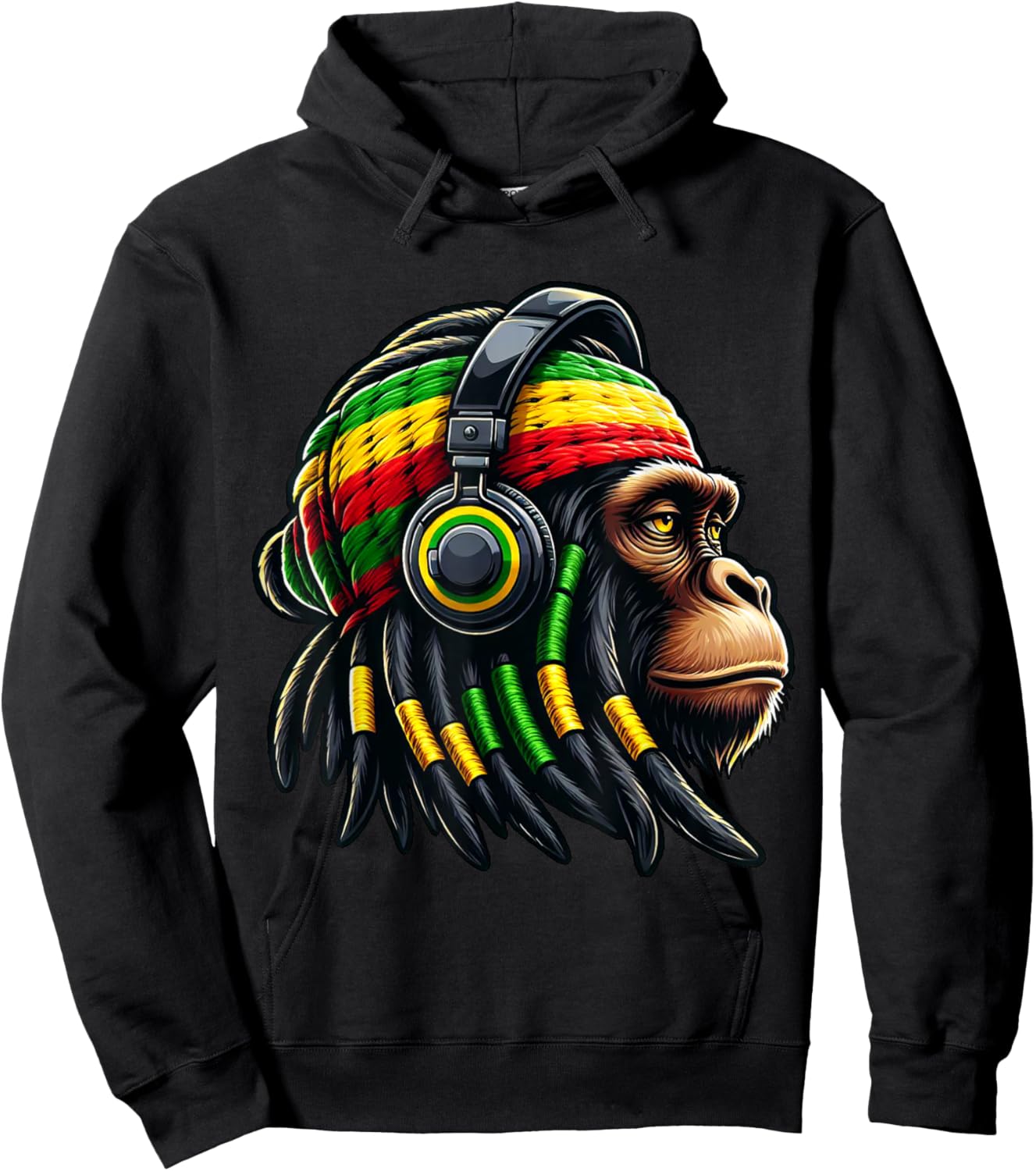 Jamaica Roots Reggae Chimpanzee Rastafari Monkey Hoodie - Hoodie | Black