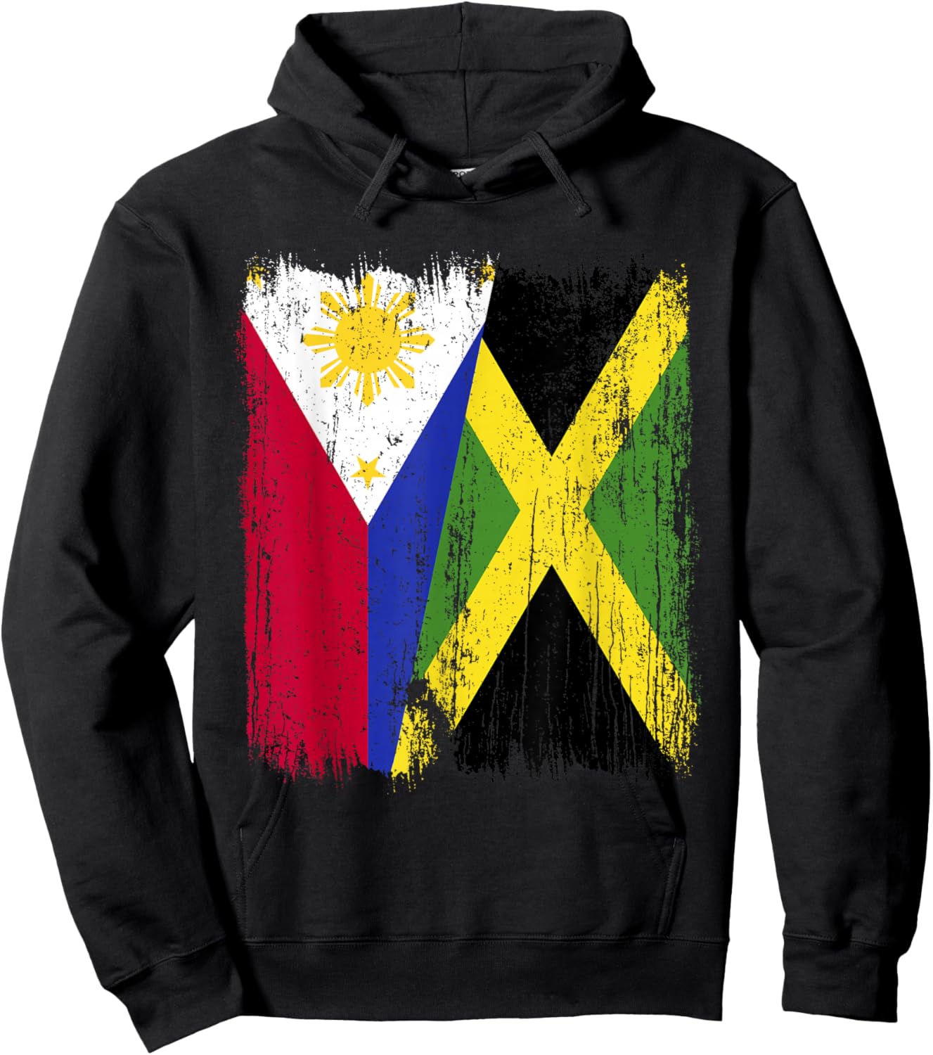 Philippines Jamaica Half Flag Filipino Jamaican Heritage Hoodie - Hoodie | Black