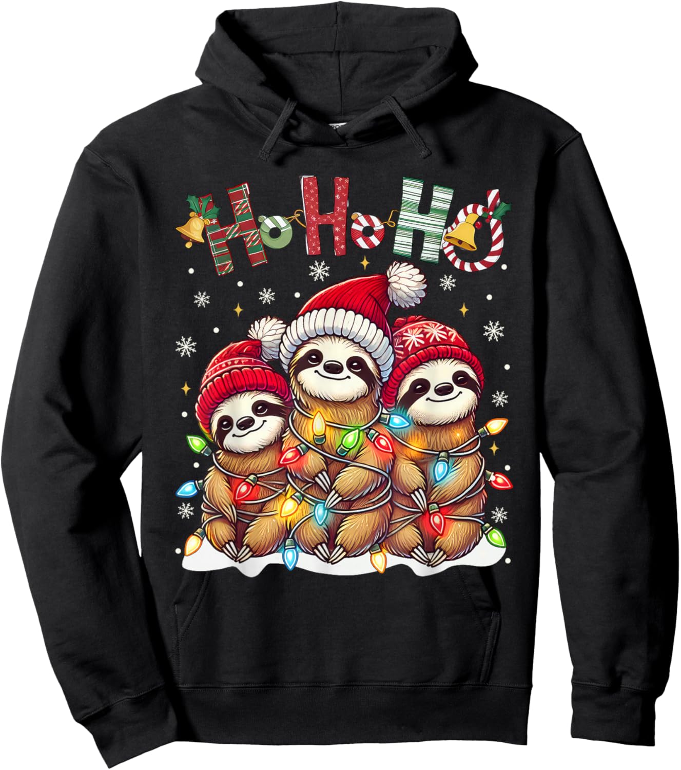 Christmas Pajamas Sloth Funny Sloths Christmas Outfit Sloth Hoodie - Hoodie | Black