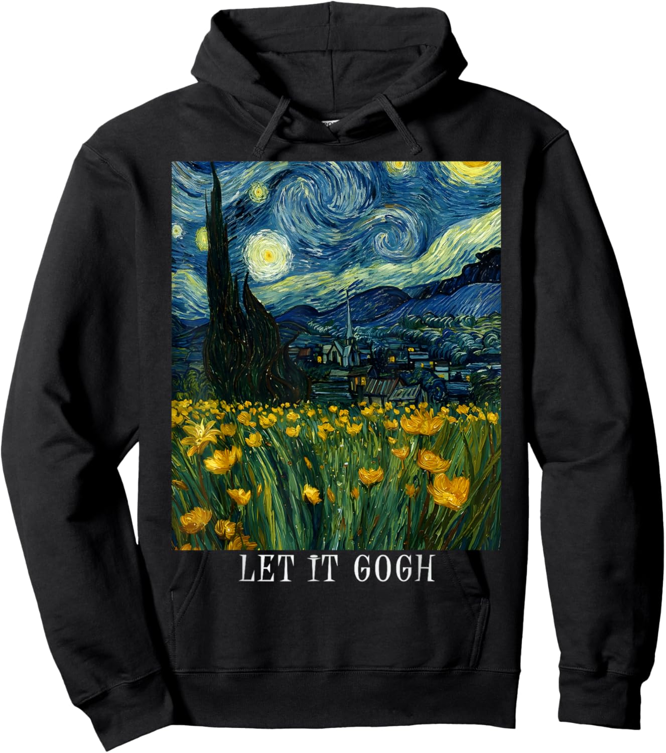 Let it Gogh Art Vincent Van Gogh Starry Night Artwork Hoodie - Hoodie | Black