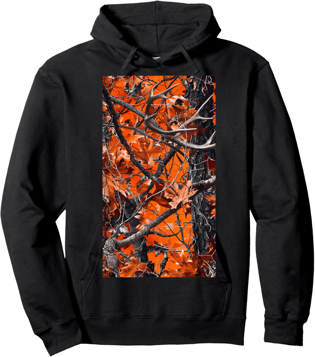 Orange Camo Autumn Fall leaves Oak Nature Forest Hoodie - Hoodie | Black