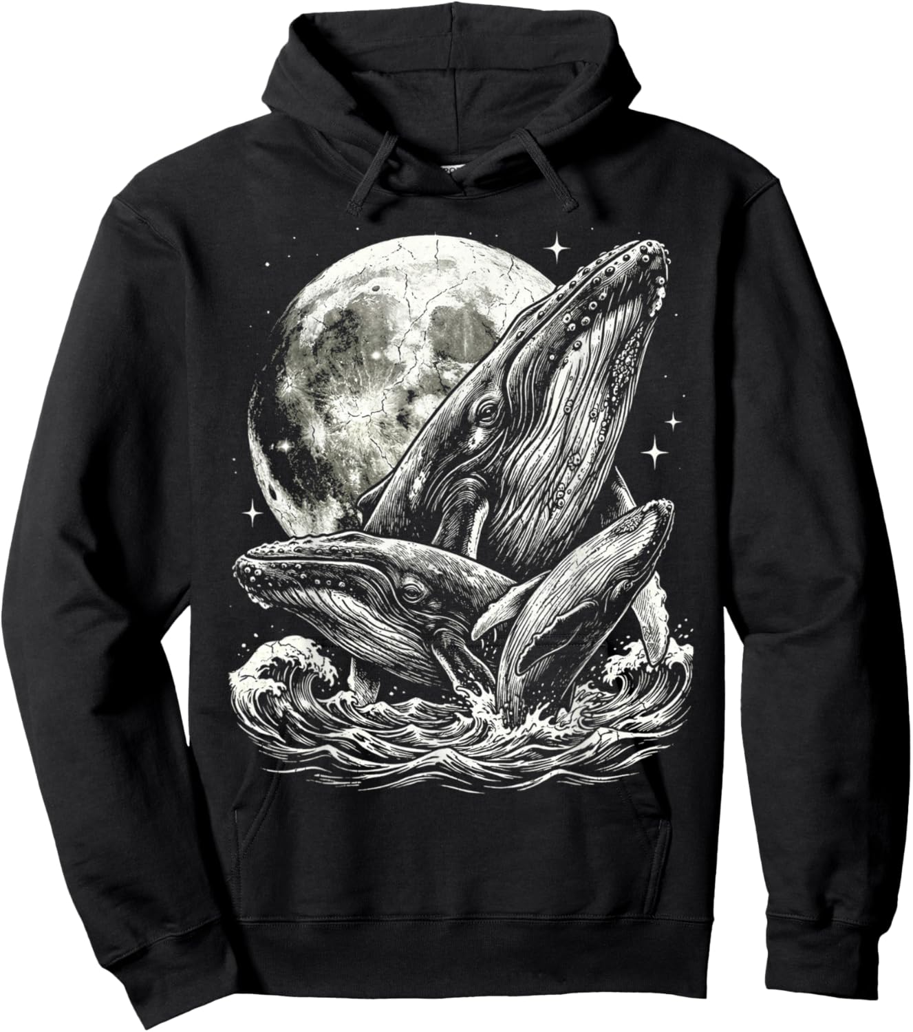 Blue Whale Buckelwal 90er Jahre Stil Vintage Aesthetic Y2K Hoodie - Hoodie | Black