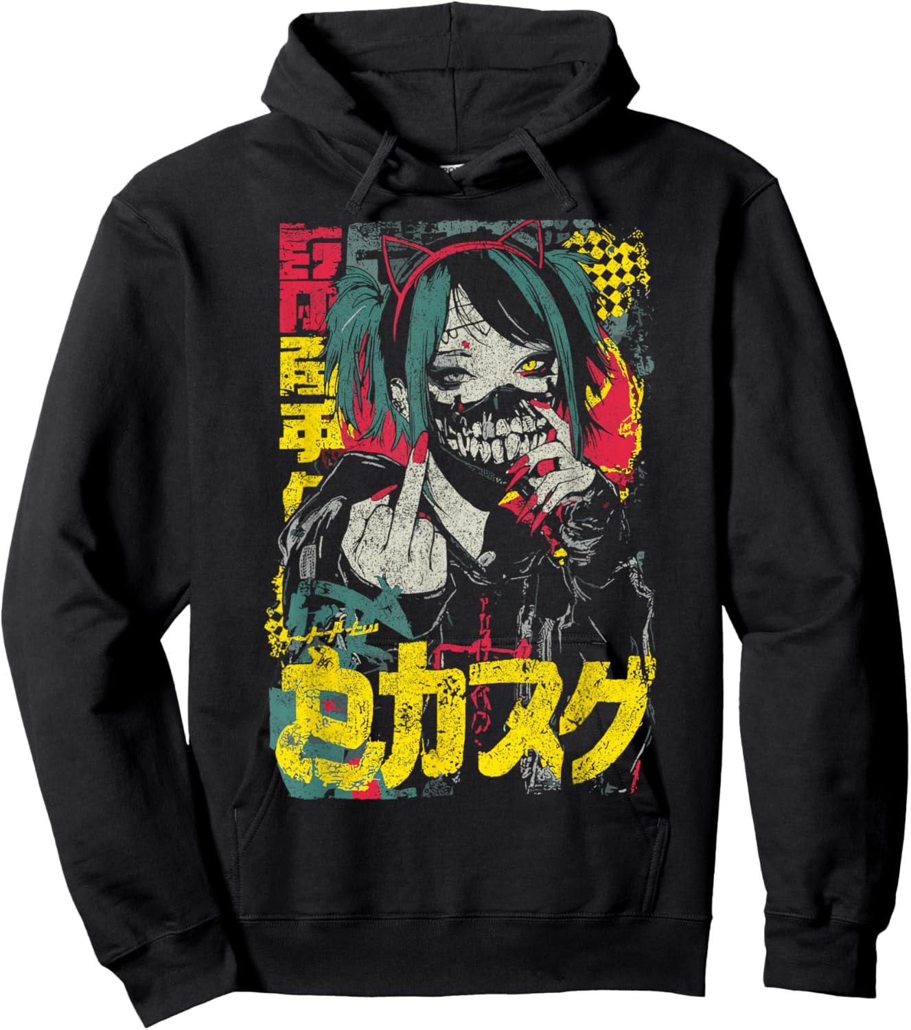 Japanische Streetwear Gothic Girl Emo Cyberpunk Y2K Anime Hoodie - Hoodie | Black