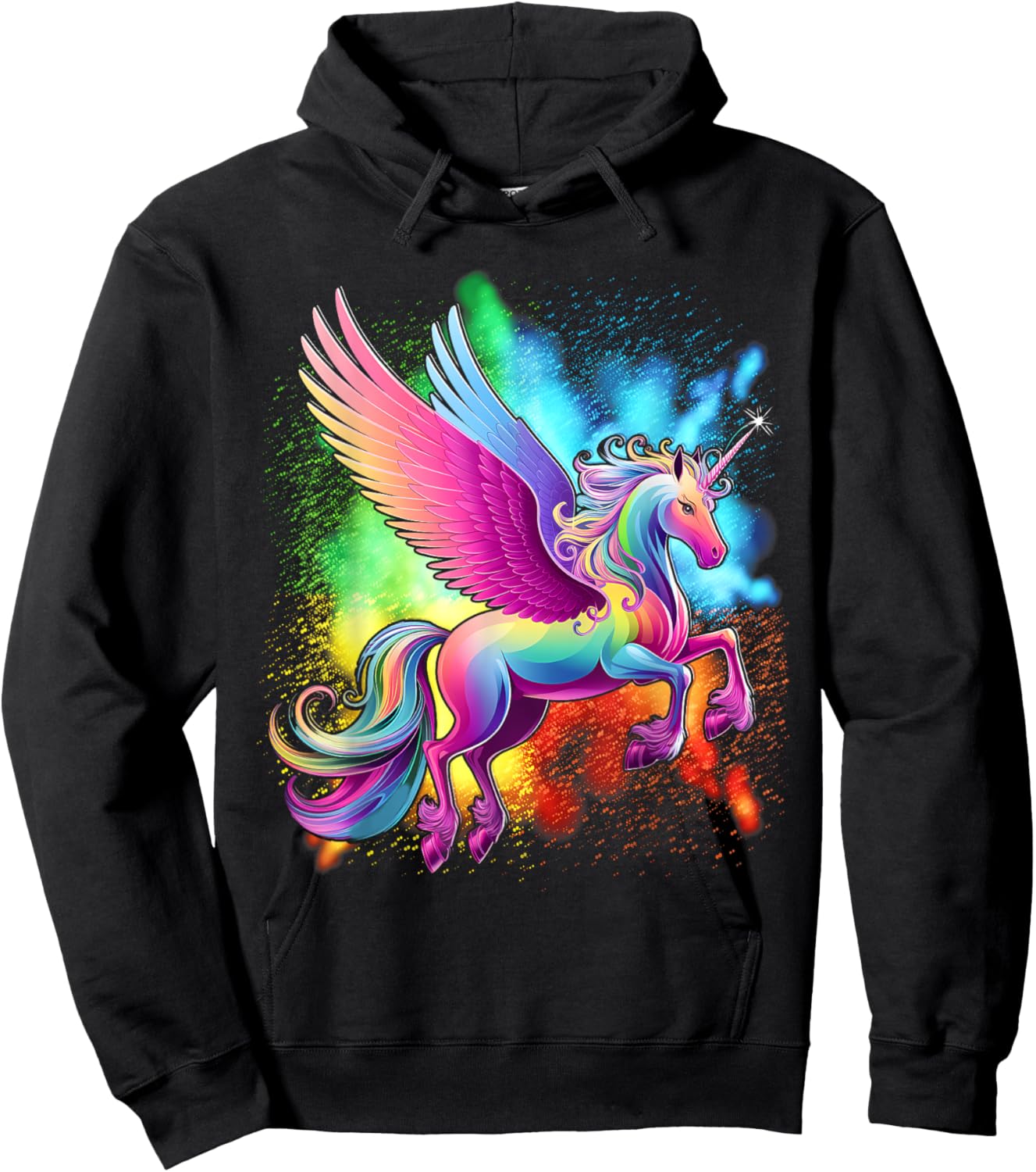 Purple Unicorn Colorful Psychedelic kawaii Trippy alt Hoodie - Hoodie | Black