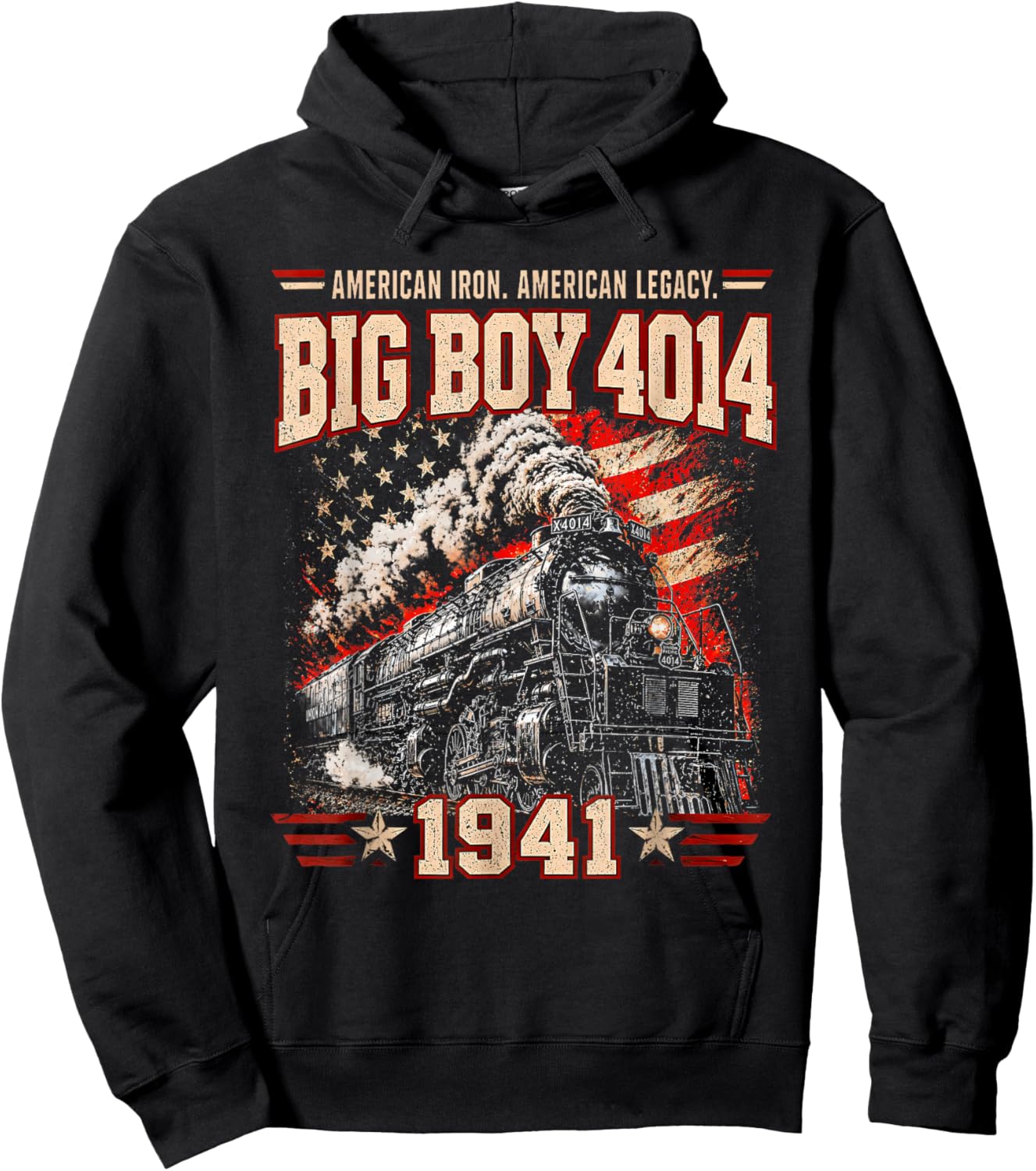 Big Boy 4014 Steam Engine Locomotive Train Vintage Railroad Hoodie - Hoodie | Black