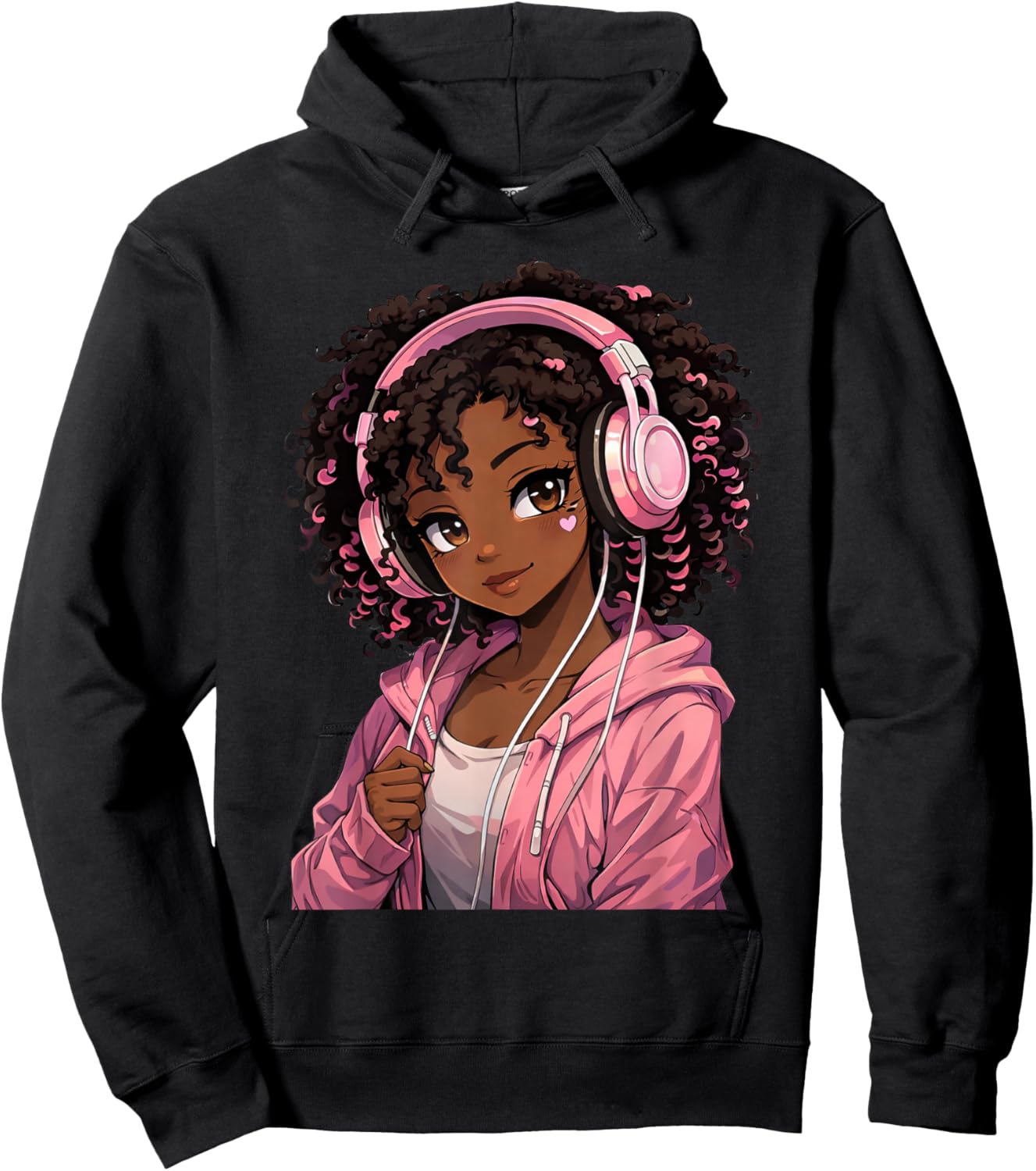 Anime Afro Black Girl African American Music Anime Merch Hoodie - Hoodie | Black