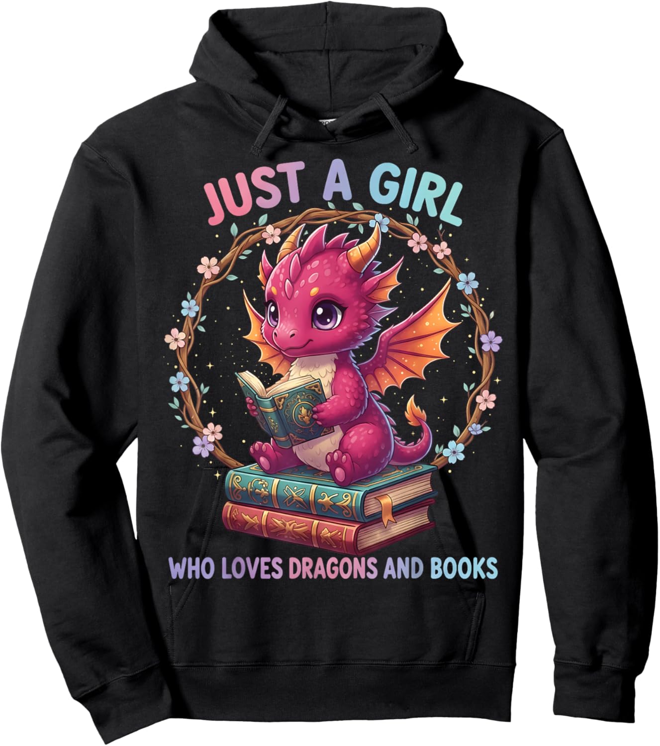 Just A Girl Who Loves Dragons and Books Reading Bookworm Hoodie - Hoodie | Black