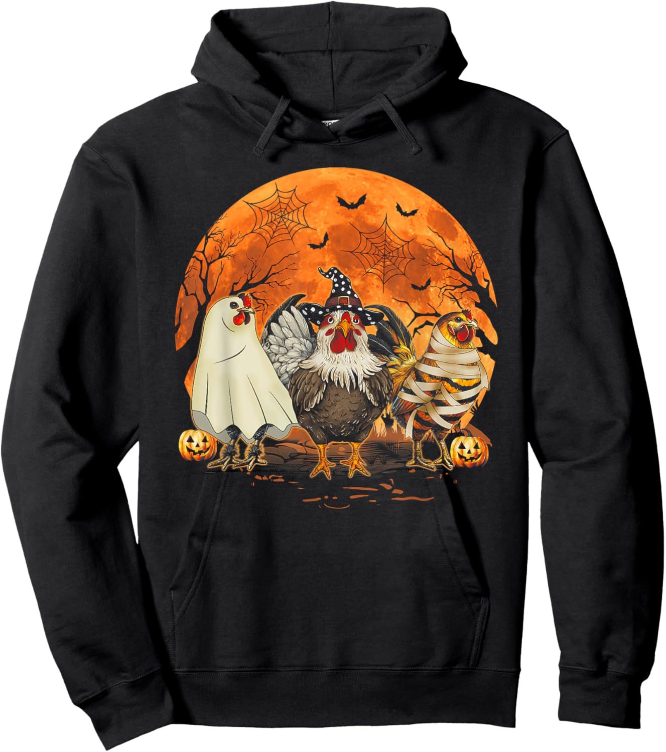 Funny Halloween Costume Farmers Spooky Chickens Witch Hoodie - Hoodie | Black