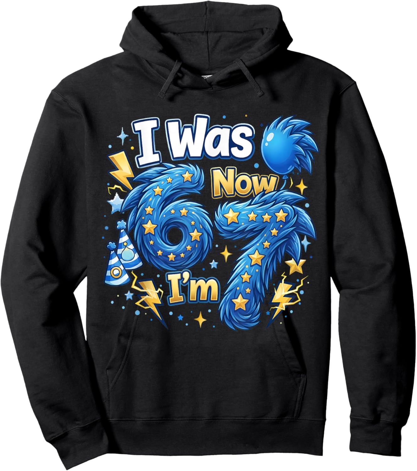 Retro I was 6 Now I'm 7 Six Seven Birthday 6 7 Birthday Boys Hoodie - Hoodie | Black