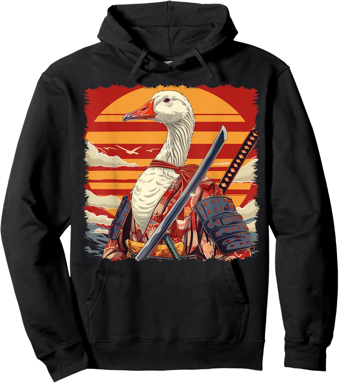 Goose Duck Japanese Art Samurai Ukiyo-e Hoodie - Hoodie | Black