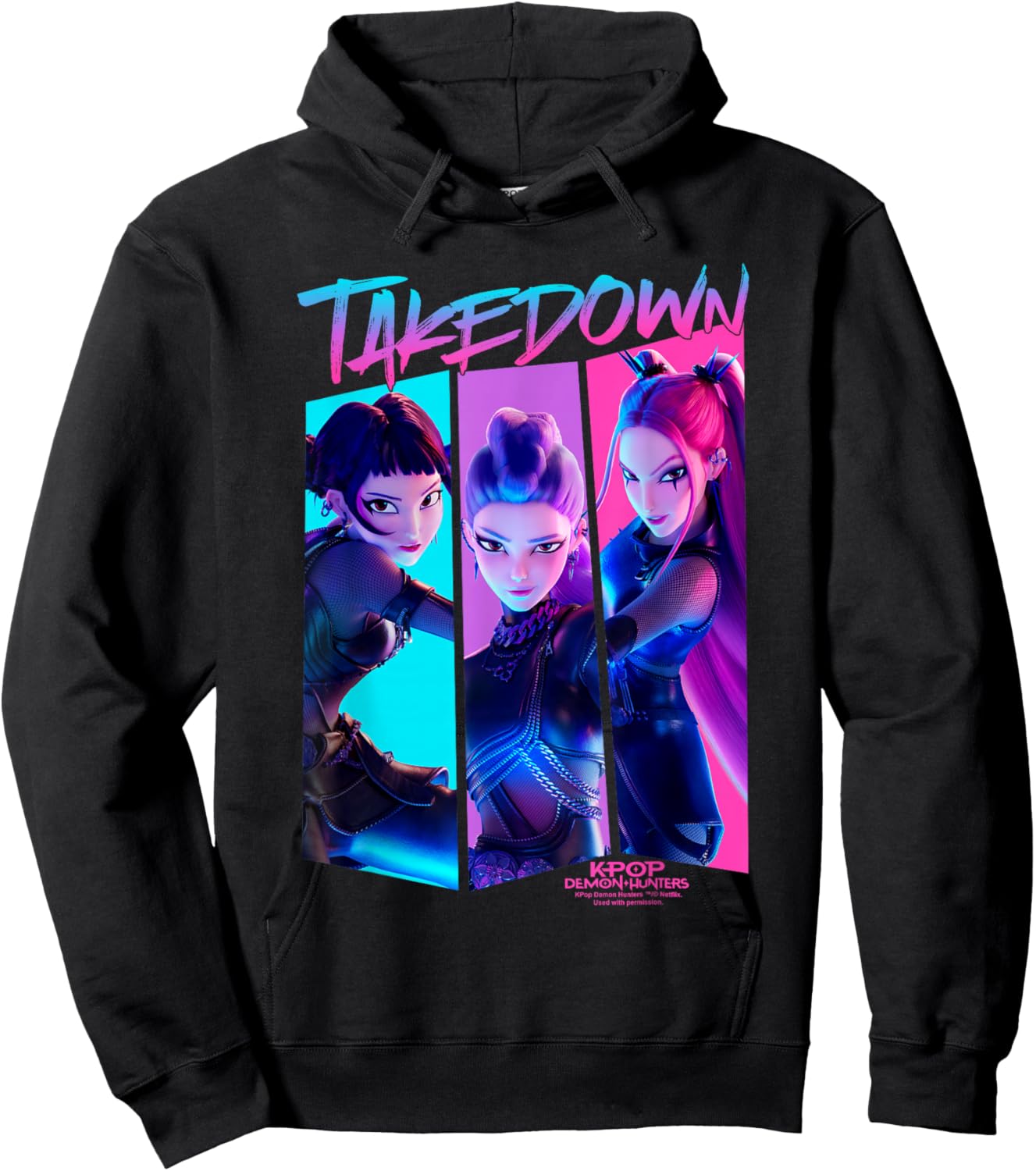 KPop Demon Hunters Huntrix Demons Takedown Comic Hoodie - Hoodie | Black