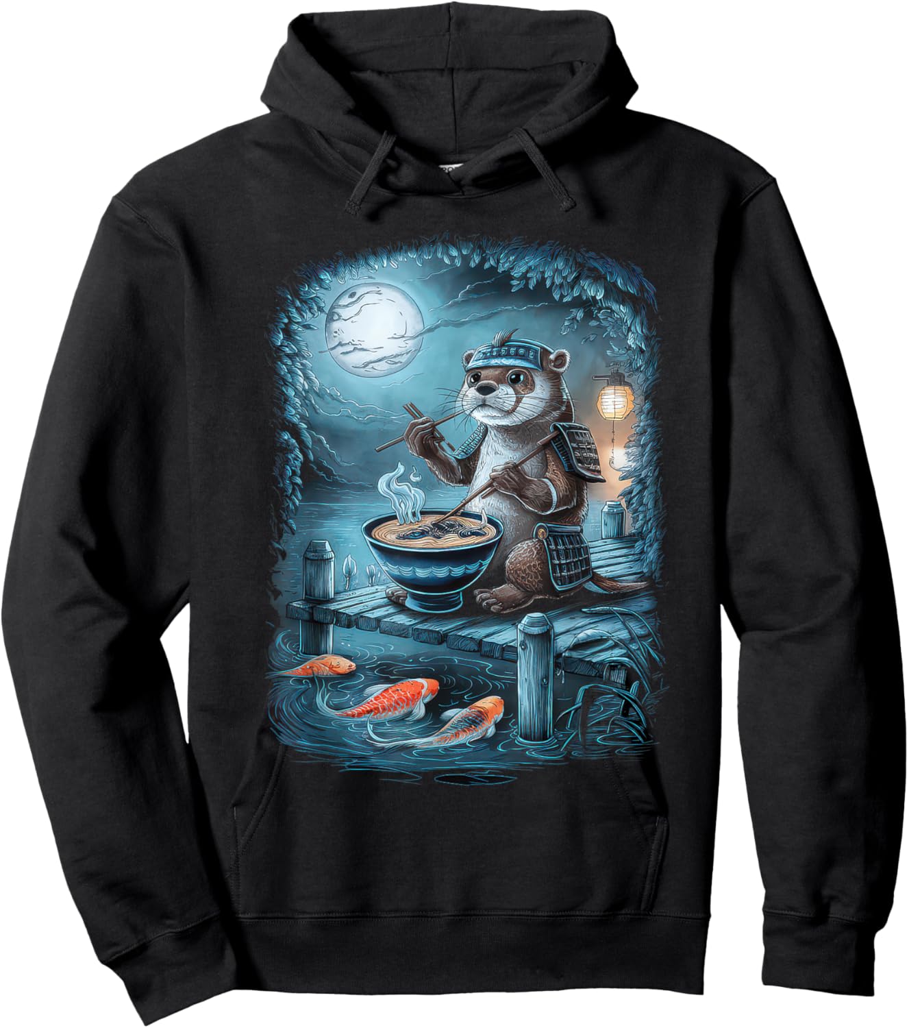 Otter Ramen Kawaii Manga Anime Noodles Y2k Japanese Hoodie - Hoodie | Black