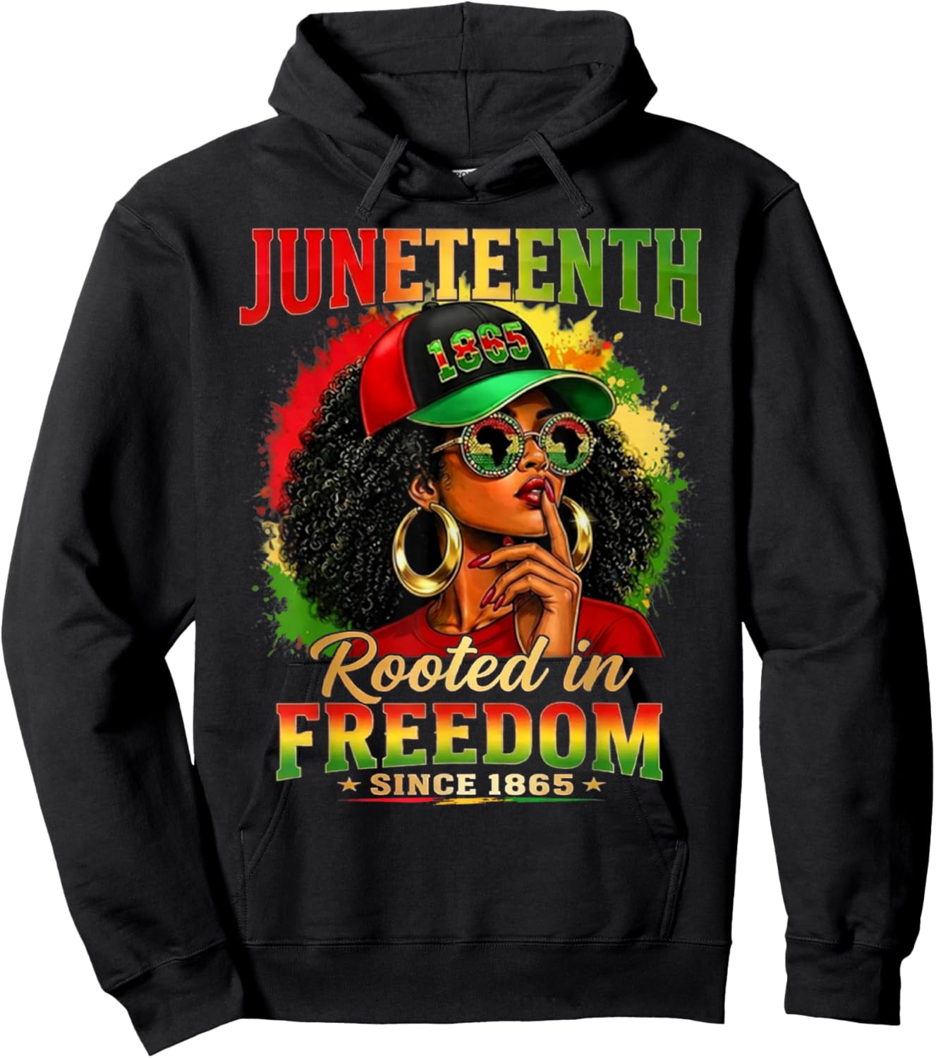 Juneteenth Black Women Girls Rooted in Freedom1865 Afro Hoodie - Hoodie | Black