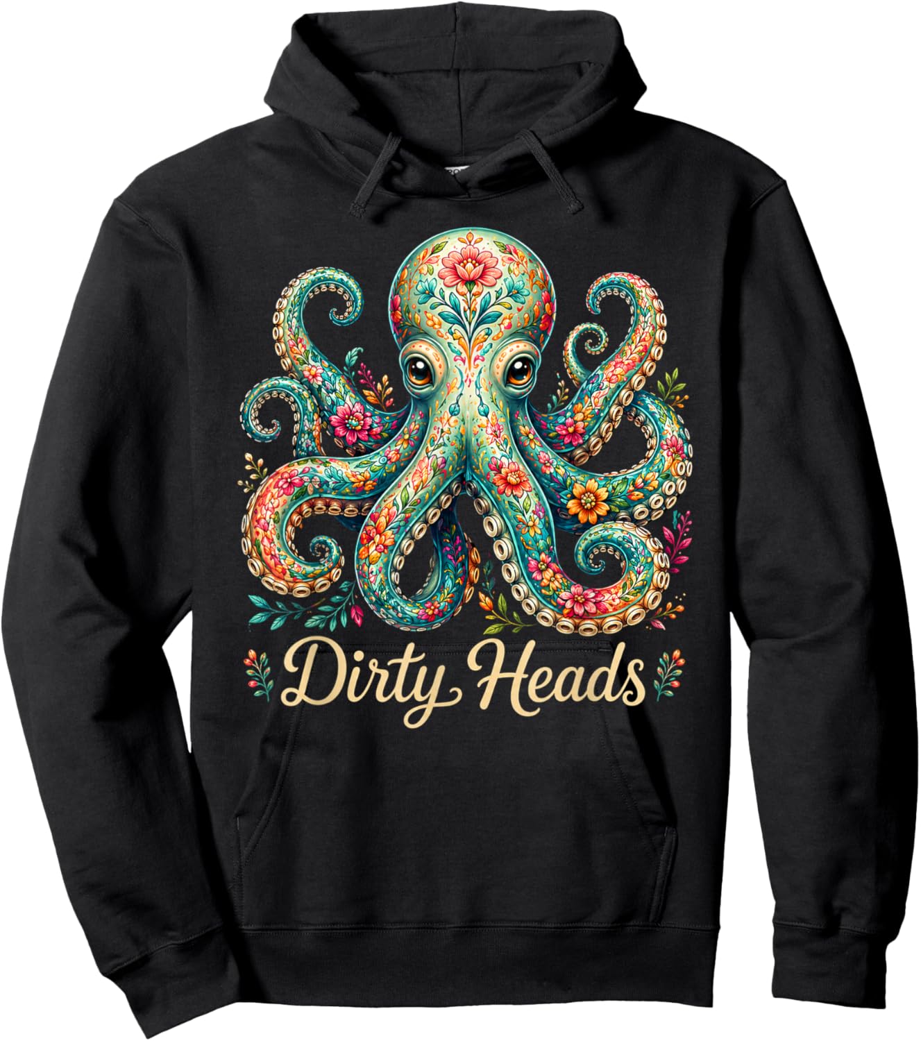 Octopus Lover Floral Octopus Ocean Sea Animal Dirty Heads Hoodie - Hoodie | Black